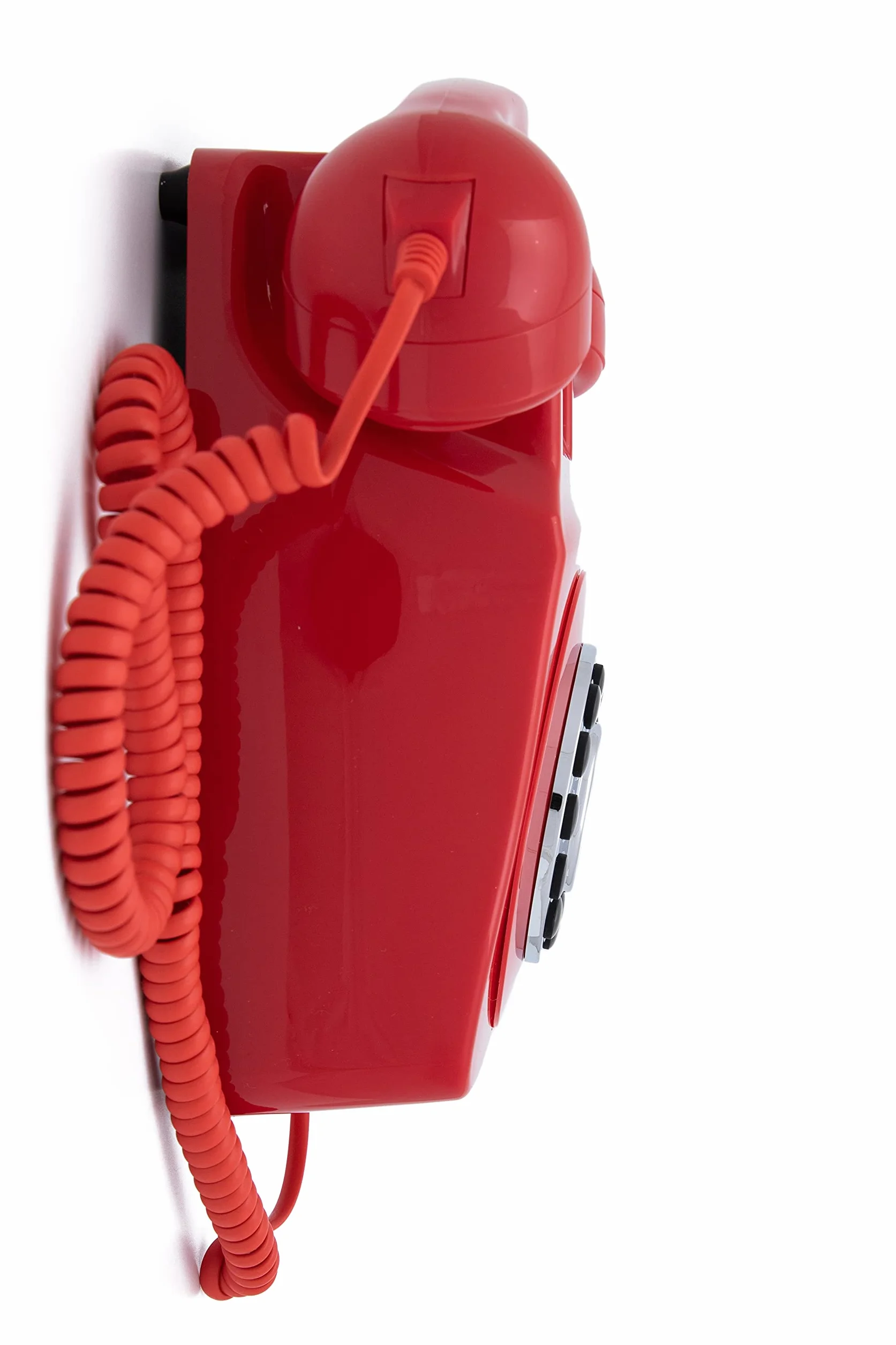 GPO 746WALL Retro telefon stacjonarny na ścianę, czerwony, z autentycznym dzwonkiem