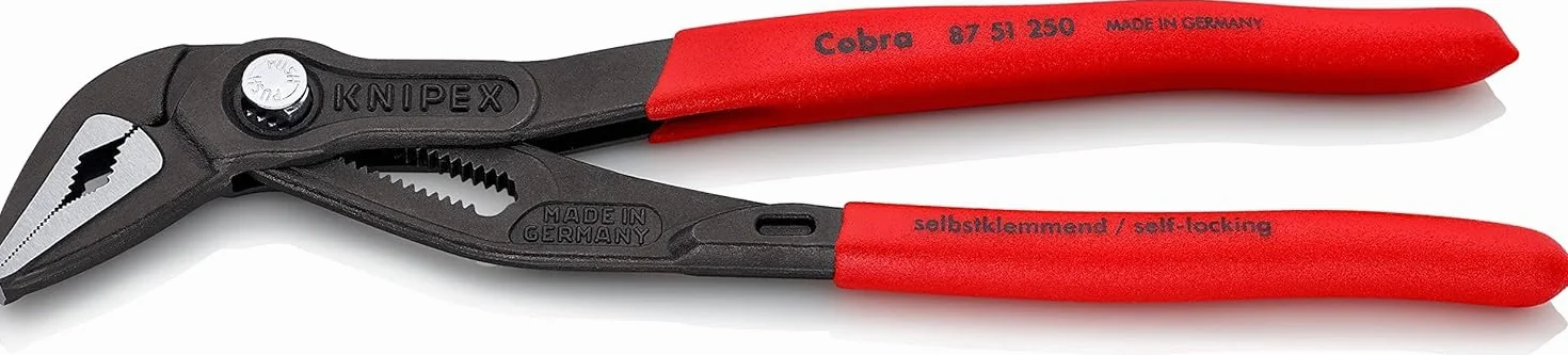 KNIPEX Cobra ES Szczypce nastawne do rur z wydłużoną szczęką fosforanowana, szara pokryte antypoślizgowym tworzywem sztucznym 250 mm, 87 51 250