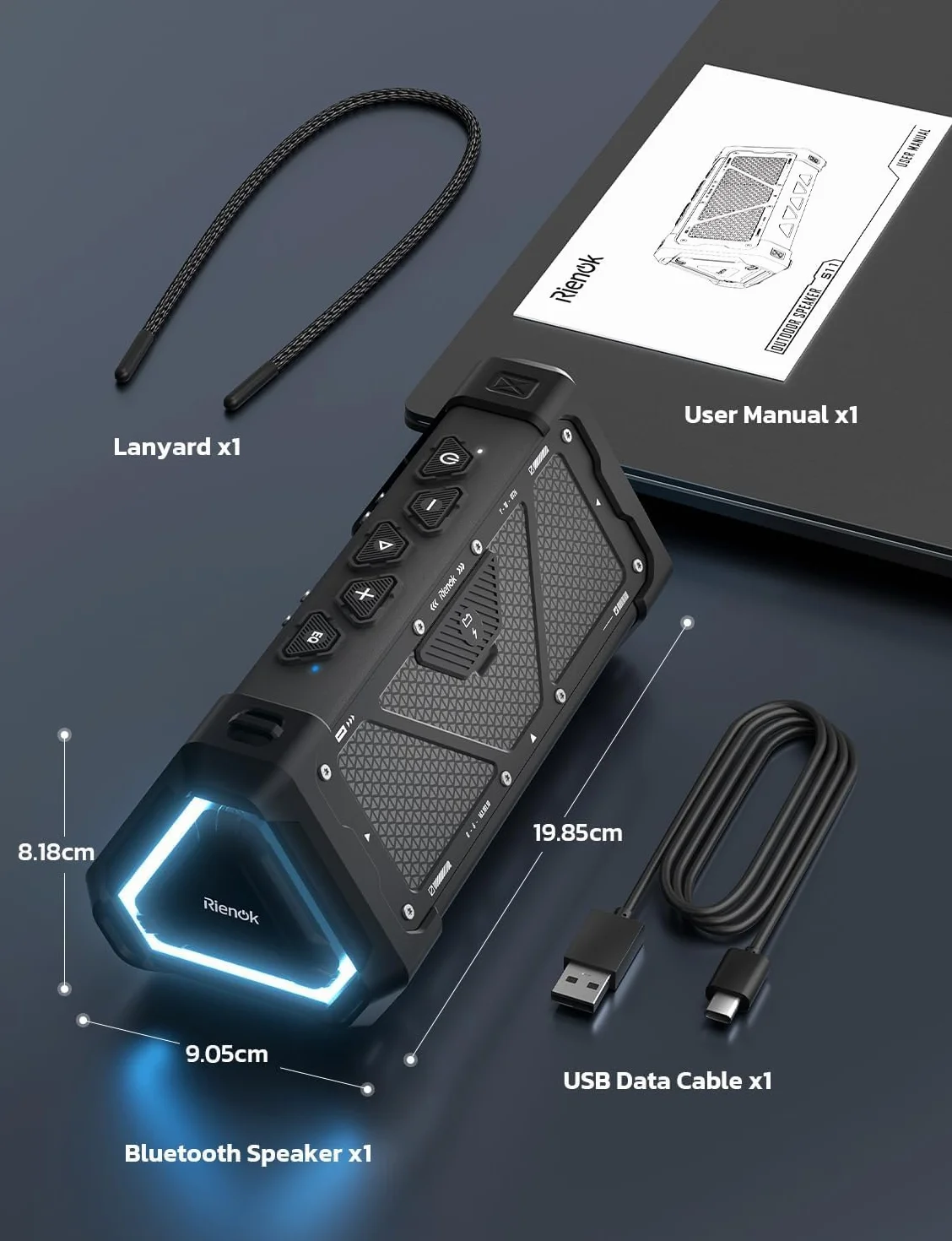 Głośnik Bluetooth 30 W przenośny wodoodporny IPX7 basowy ze światłem LED 24 godziny odtwarzania