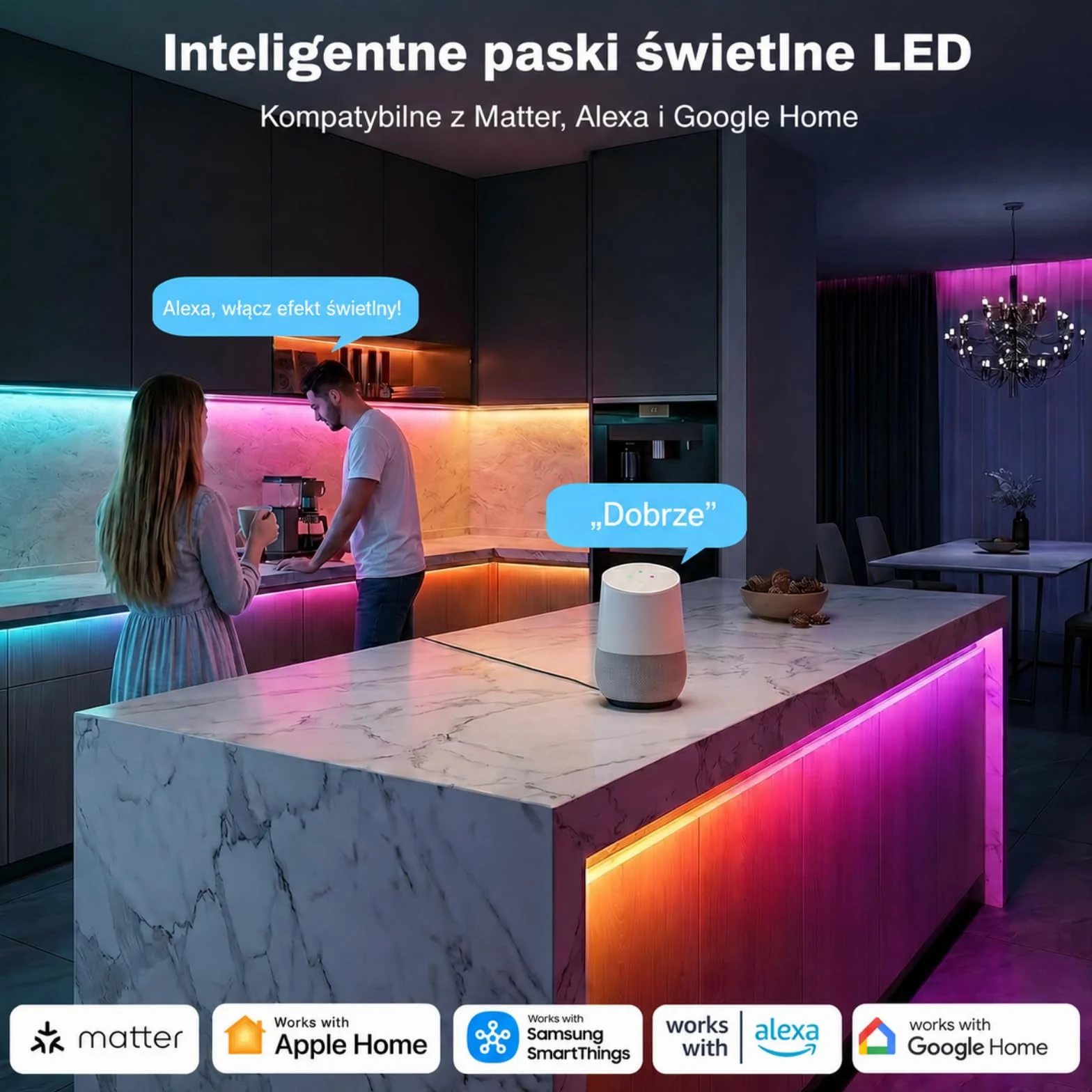 YEELIGHT Smart Taśma LED 20M RGB+IC, Kompatybilna z Matter, Alexa, Google Home i Apple HomeKit,LED Strip ze Sterowaniem Aplikacją(Wymagany E1 Hub),Sterowanie Segmentami i Synchronizacja z Muzyką,10M*2