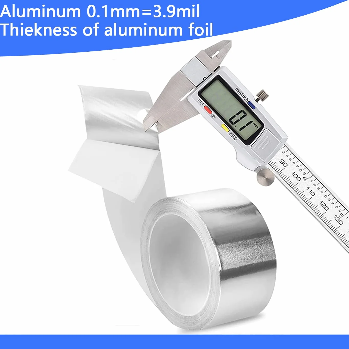 Aluminiowa taśma klejąca, samoprzylepna taśma aluminiowa, wodoszczelna i odporna na wysokie temperatury taśma do uszczelniania, naprawy i izolacji (5 cm x 20 m)