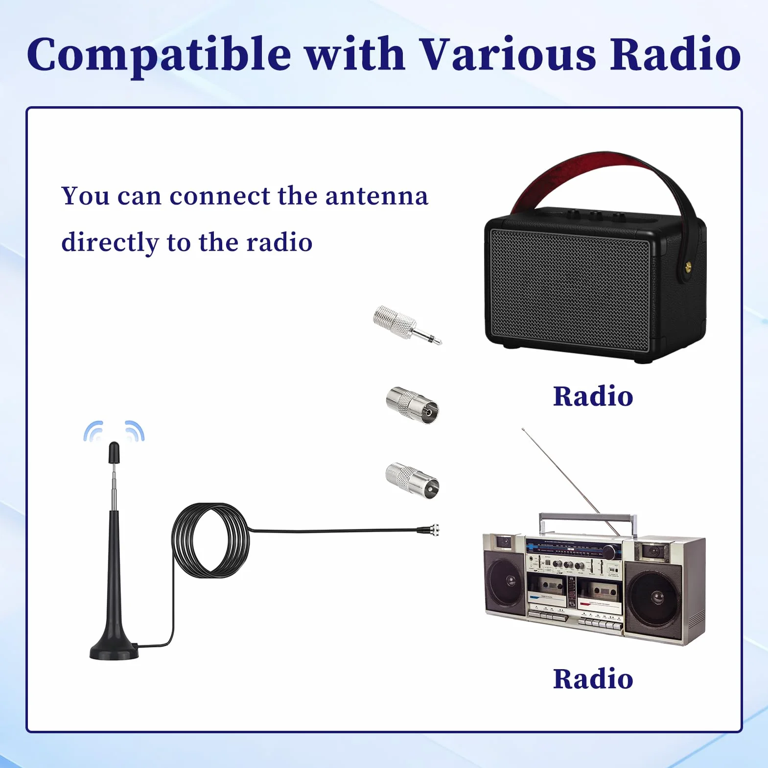 Antena DAB FM Wewnętrzna teleskopowa 75 Ohm 3M kabel złączem F