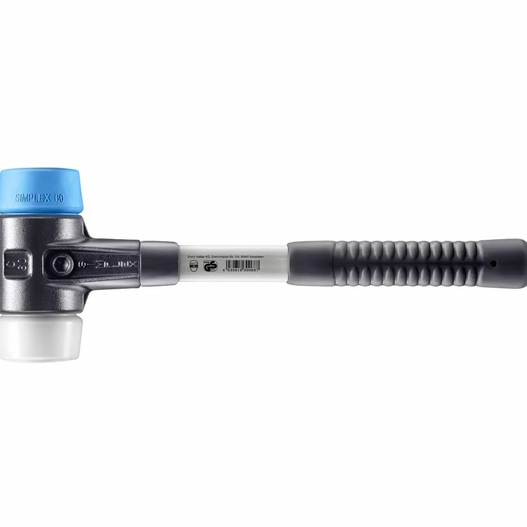 Halder 3717060 "Simplex" TPE-Soft/Superplastic Soft-Face Mallet ze wzmocnioną obudową ze staliwa, wielokolorowy, 60 mm