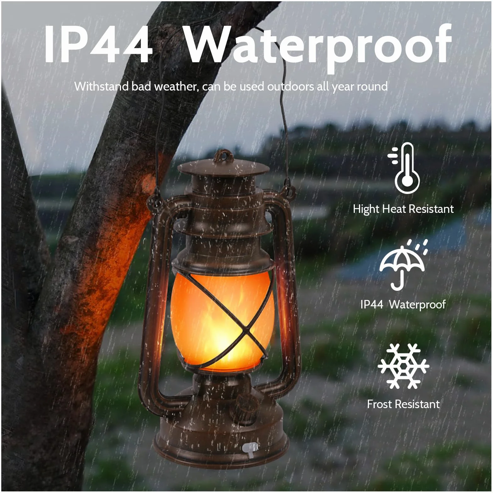 KINGLEAD Latarnie LED w stylu vintage, 4 tryby świecenia, ściemniane, wiszące lampiony LED, wodoodporne, z efektem płomienia, ładowane przez USB, odpowiednie do ogrodu, na Boże Narodzenie, Nowy Rok, 2