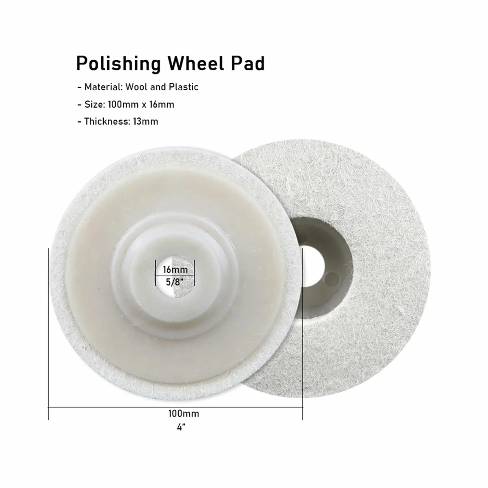 Polerująca tarcza szlifierki stołowej, Filcowa tarcza polerska z wełny 4 cale, do szlifierek kątowych, czyszcząca metalu, 100 mm x 16, ścierne narzędzie polerujące(10pcs)