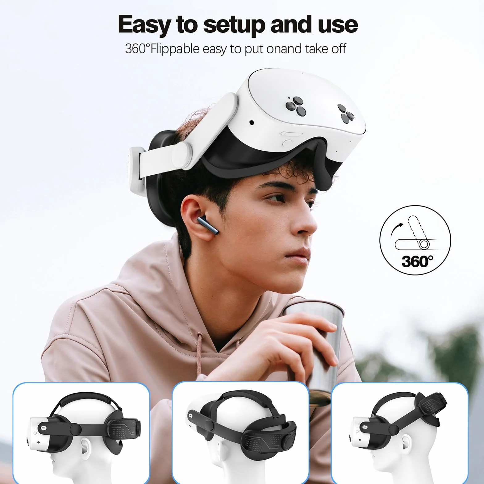 Opaska na głowę Meta Quest 3S, Komfortowy pasek Elite do Oculus Quest 3S, Regulowany lekki pasek VR zamiennik