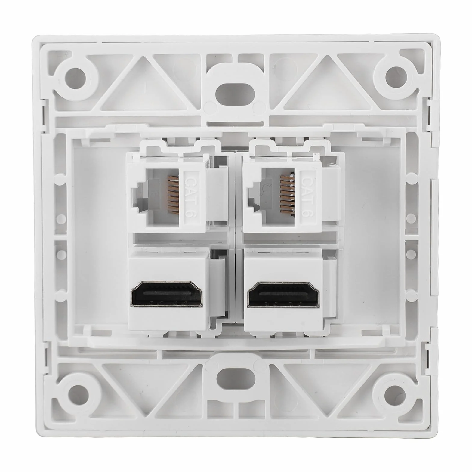 Płyta ścienna HDMI CAT6 Ethernet, 4-portowy Multimedialny Panel Informacyjny, 2 Złącza HDMI 2 CAT6, do Komputerów, Telewizorów, Dysków Twardych, Projektorów, Pasuje do