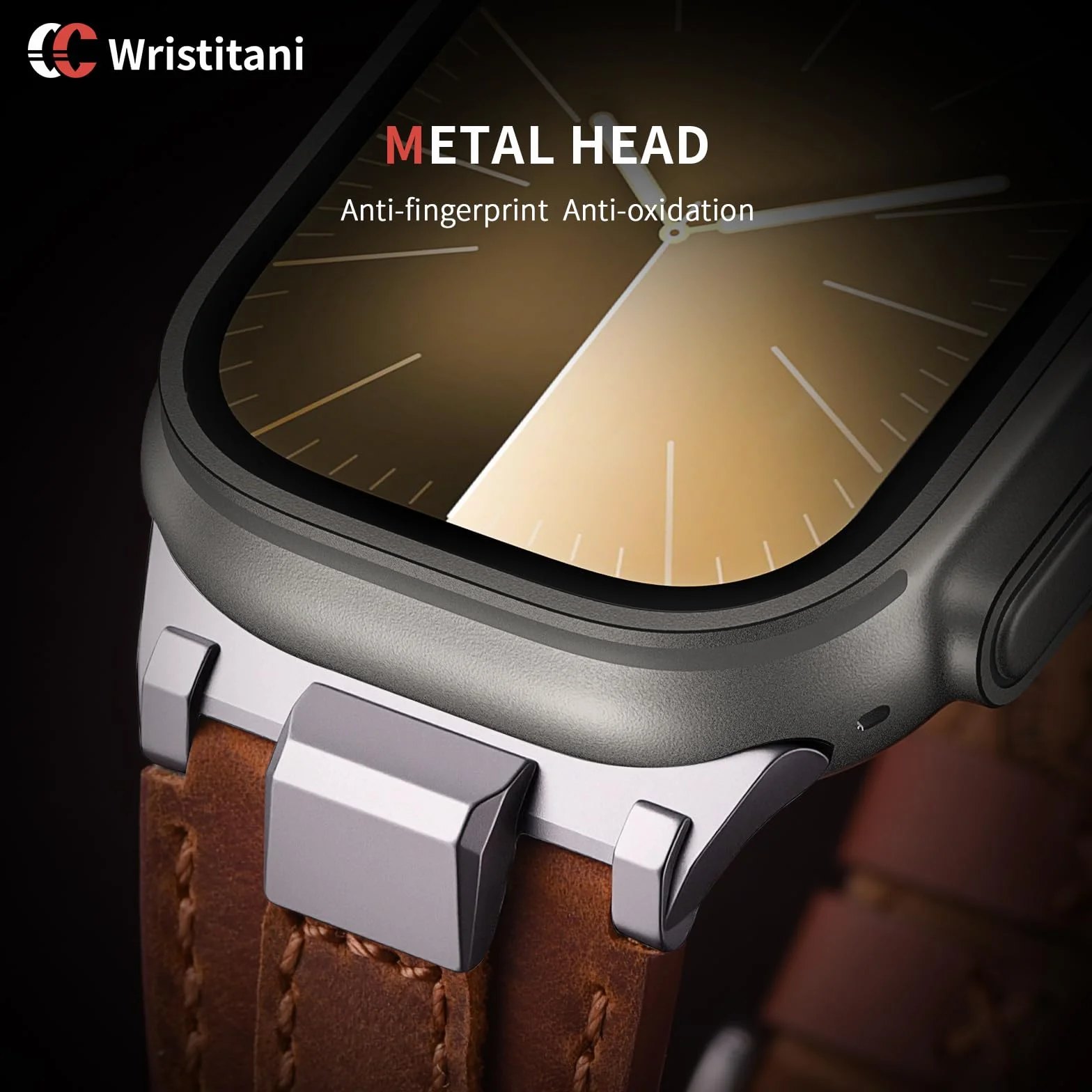 Wristitani Skórzany pasek kompatybilny z zegarkiem Apple Watch 44 mm, 45 mm, 46 mm, 42 mm, 49 mm, dla mężczyzn, pasek zastępczy do iWatch Ultra 3/2/1 Series 11 10 9 8 7 SE3 SE2 SE 6 5 4 3