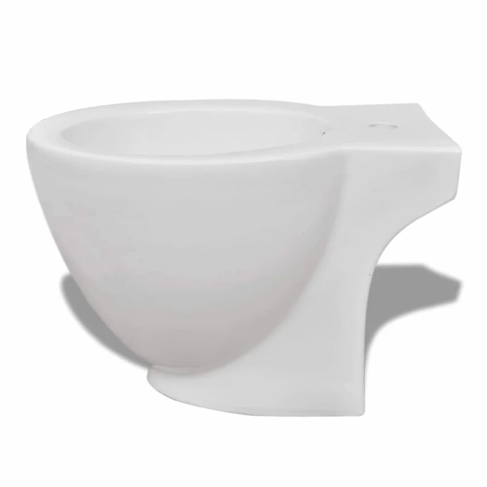 Okrągły stojak na bidety, biały, ceramiczny, 58 x 40 x 40 cm, stojący bidet z pionowym odpływem, higieniczny prysznic, deska sedesowa do łazienki i łazienki dla gości, bez armatury