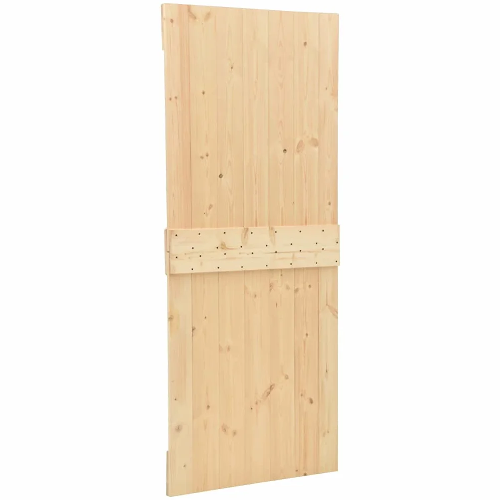 vidaXL Drzwi przesuwne z osprzętem, 100x210 cm, lite drewno sosnowe
