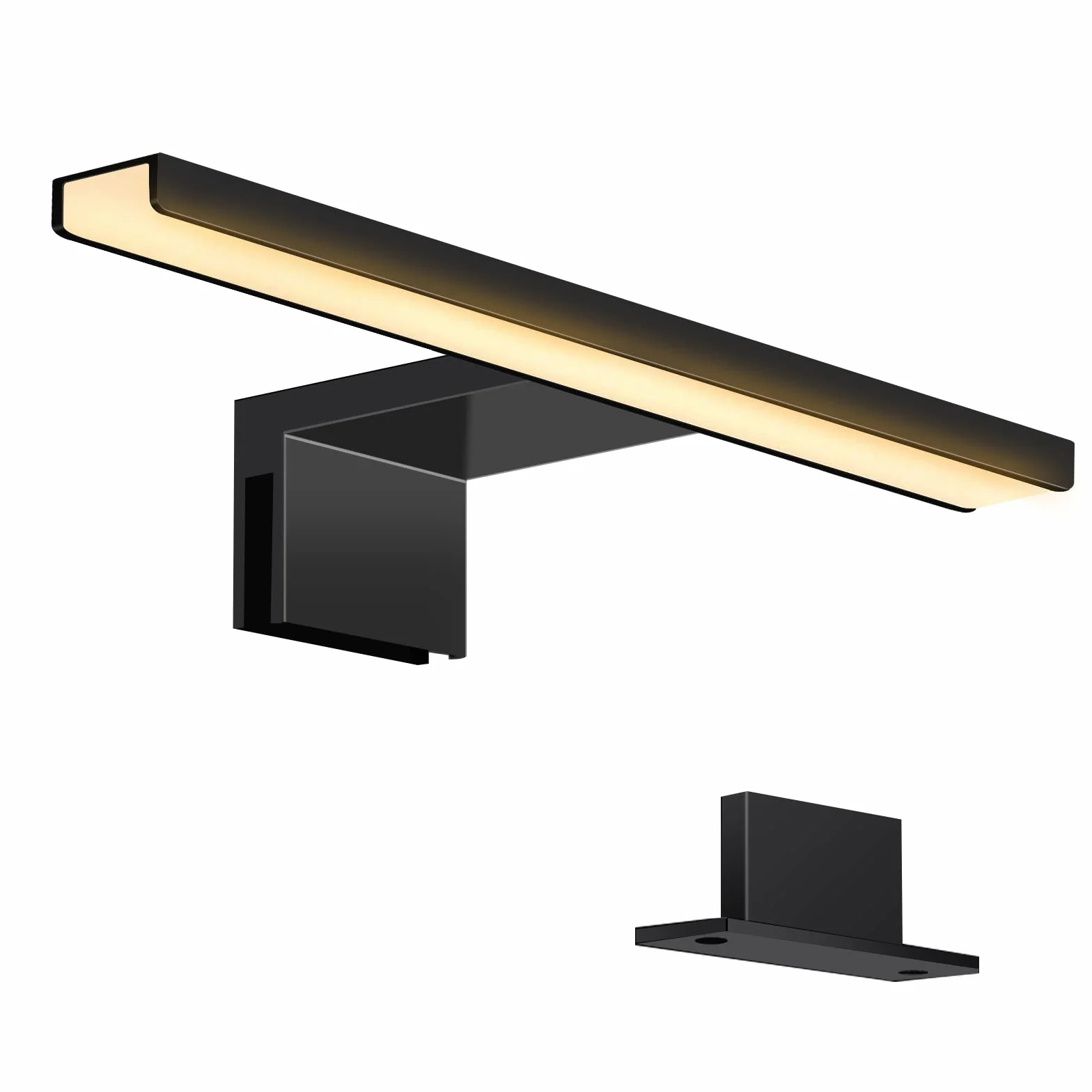 ERWEY 2 w 1 LED lampa nad lustro, 30 cm, IP44, łazienkowa, do makijażu, 230 V, światło do szafy, ciepła biel, zabudowy, zaciskowa, ścienna (czarna)