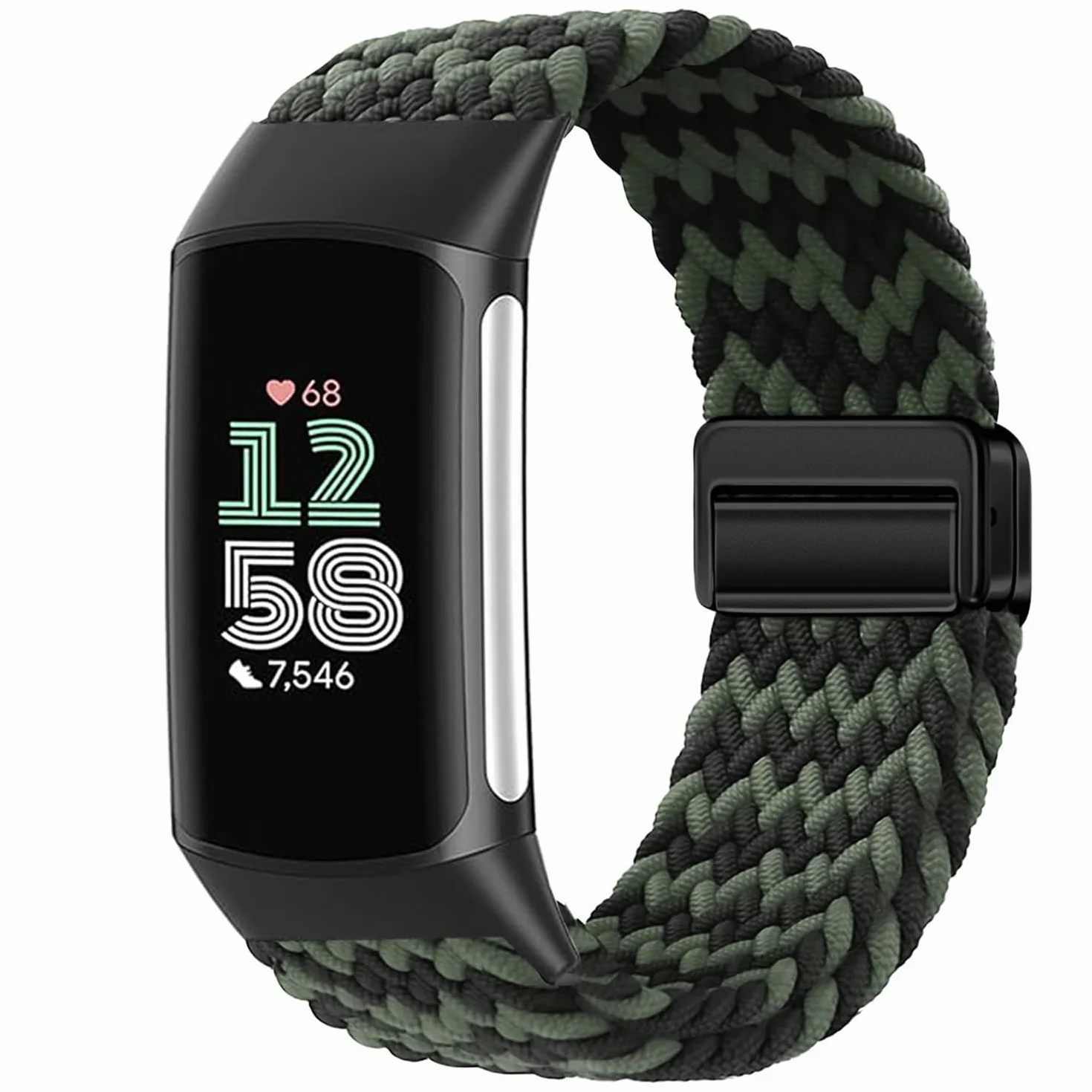 Issinlky Nylonowa pleciona opaska kompatybilna z Fitbit Charge 6/5, elastyczna magnetyczna opaska z klamrą dla Fitbit Charge 5/6 Kobiety Mężczyźni