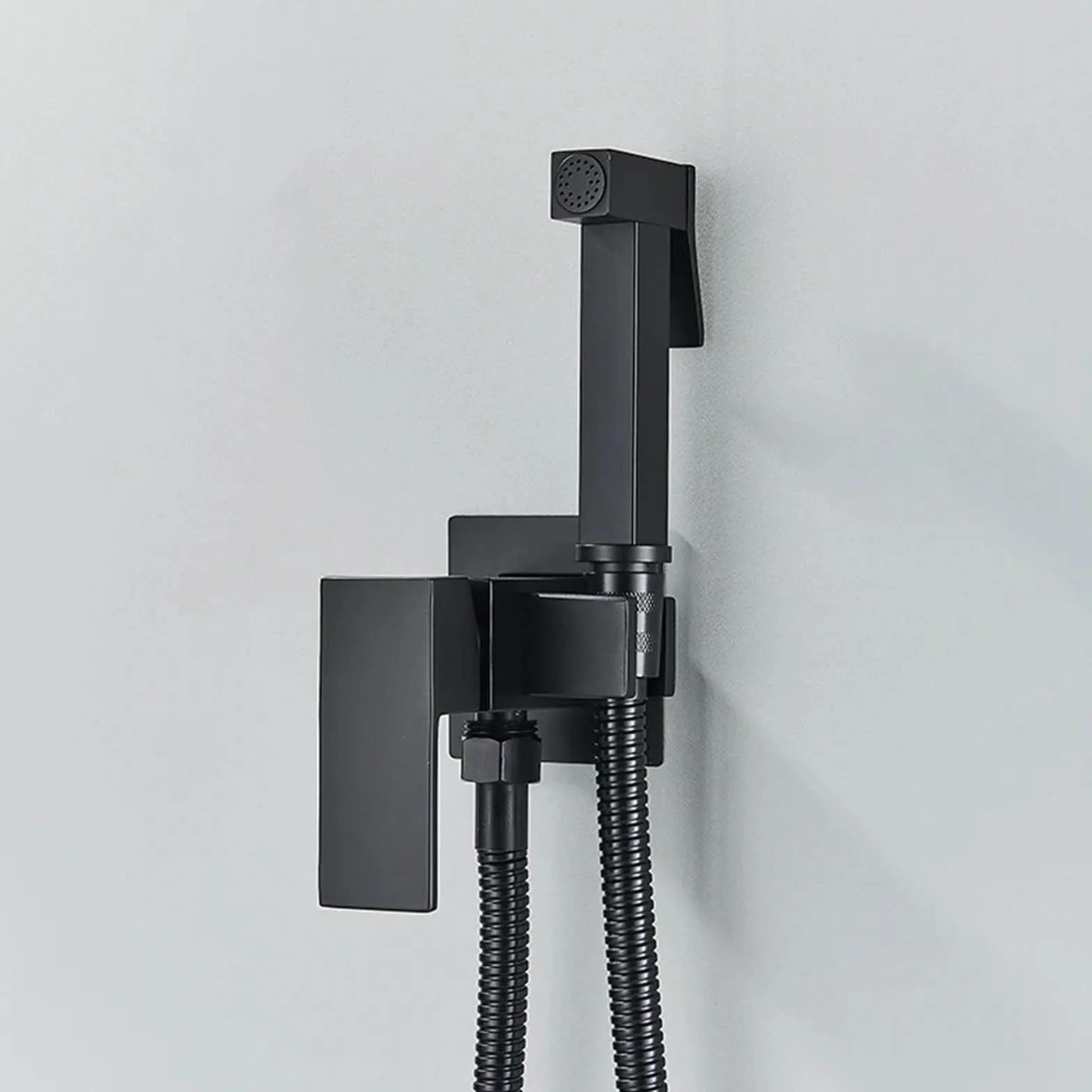 Matowy czarny bidet bateria prysznicowa z litego mosiądzu Ducha Higienica bateria mieszająca ciepłą zimną wodę baterie toaletowe (A01-różowe złoto)