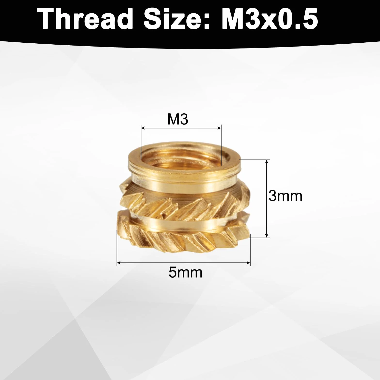 QUARKZMAN 100 sztuk M3 wkładki gwintowane z mosiądzu na gorąco M3x3mm, OD 5mm radełkowane nakrętki wtykowe, druk 3D mosiężne nakrętki żeńskie wkładki gwintowane