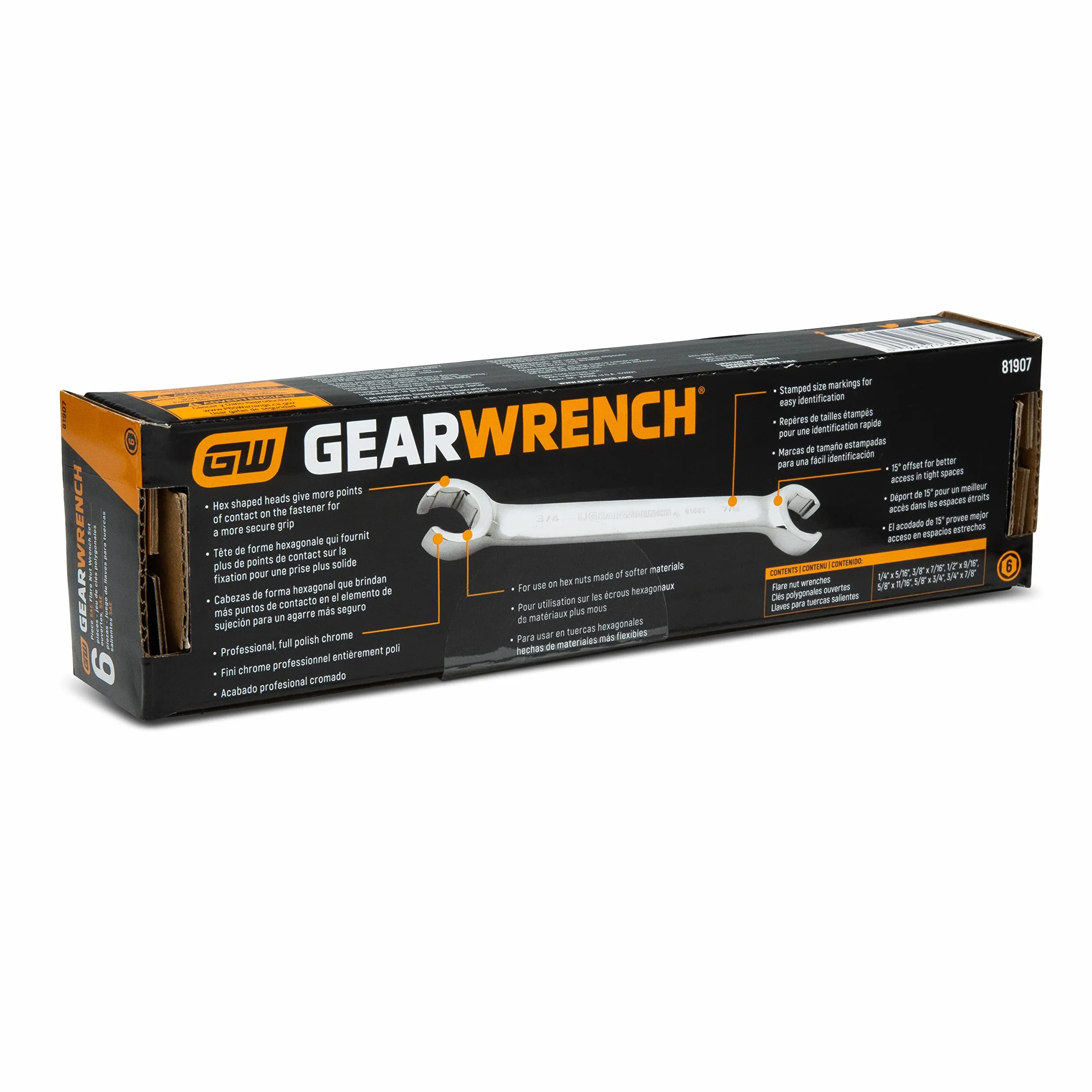 GearWrench 6 szt. Zestaw kluczy nasadowych SAE - 81907