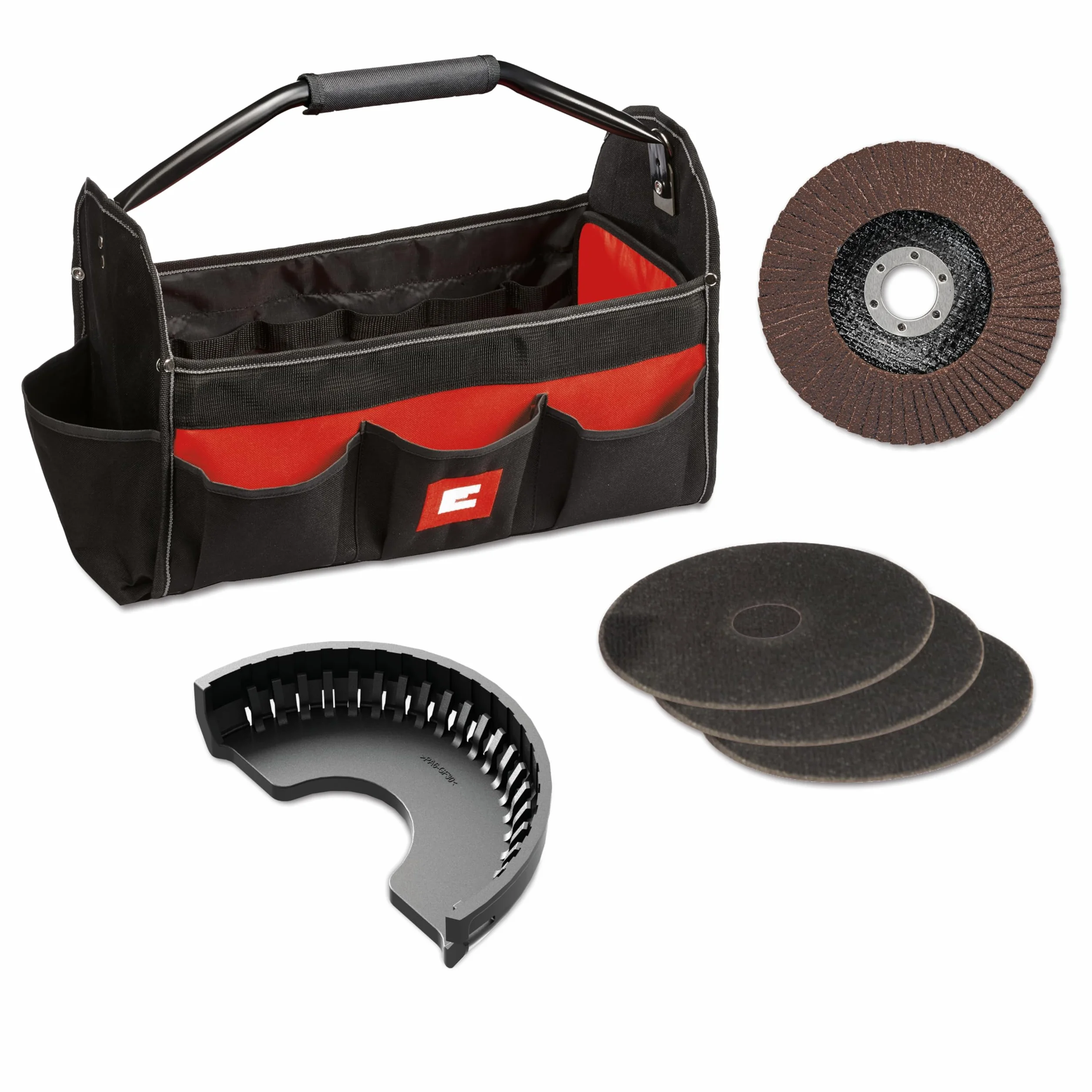 Einhell Szlifierka kątowa TC-AG 125/850 (850 W, 12 000 min-1, maks. gł. cięcia 28 mm, maks. średnica tarczy 125 mm, w tym 3 x tarcze tnące, 1x lamelowy talerz szlifierski i 1x torba Einhell Bag)