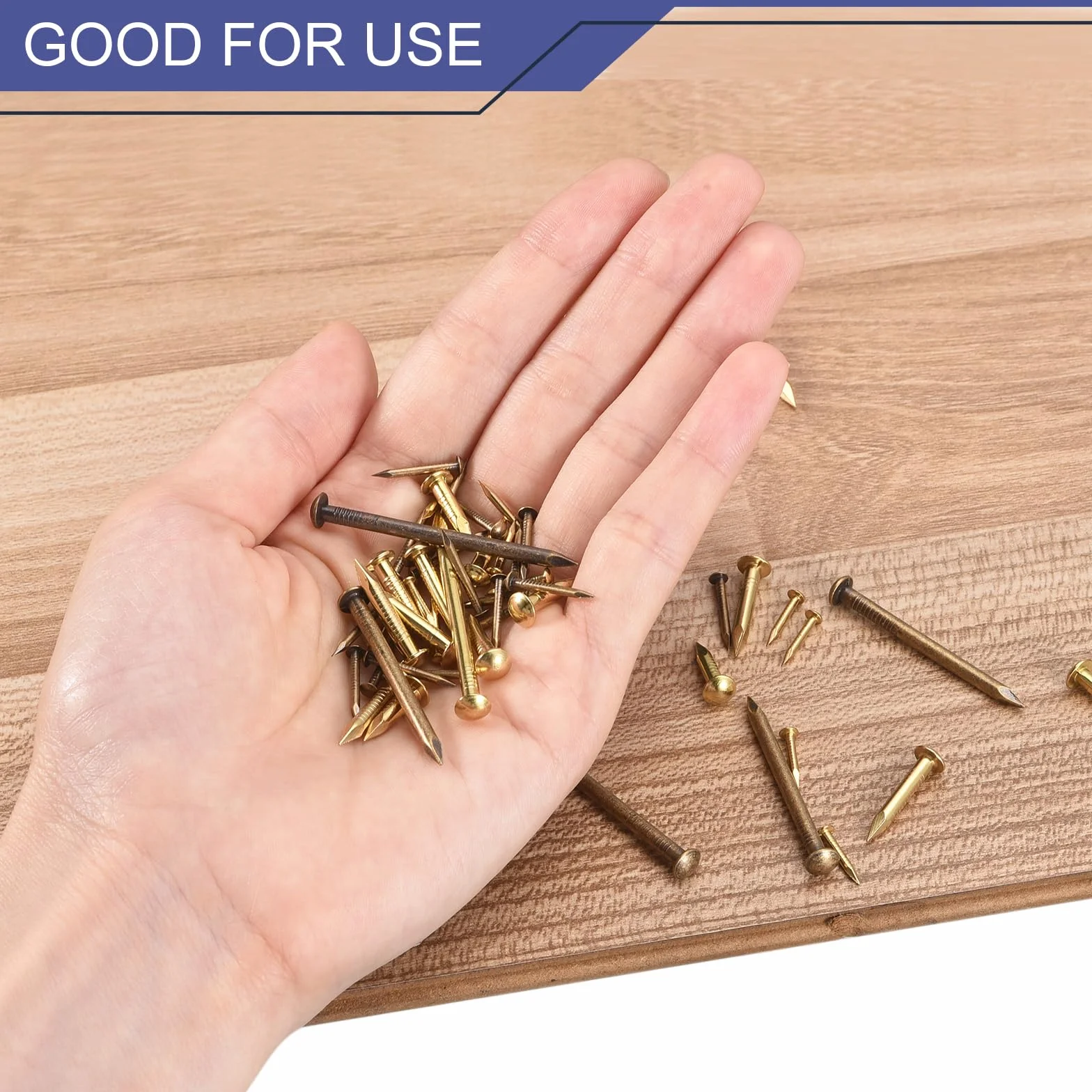 QUARKZMAN 120 szt. małe gwoździe 1,2 mm x 8 mm (Dxl) małe gwoździe mosiężne gwoździe do małych gwoździ do ozdobnych pudełek DIY drewno akcesoria do domu, odcienie mosiądzu