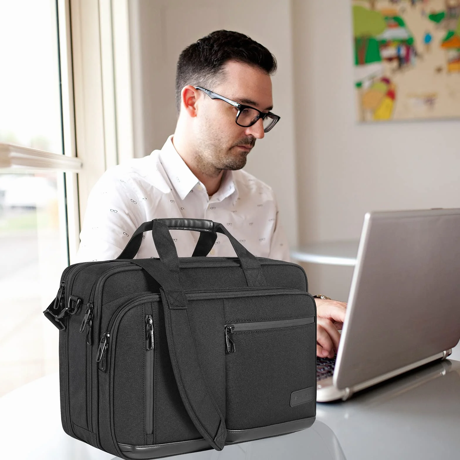 VANKEAN 17,3-calowy wodoodporna torba na laptopa z kieszenią RFID