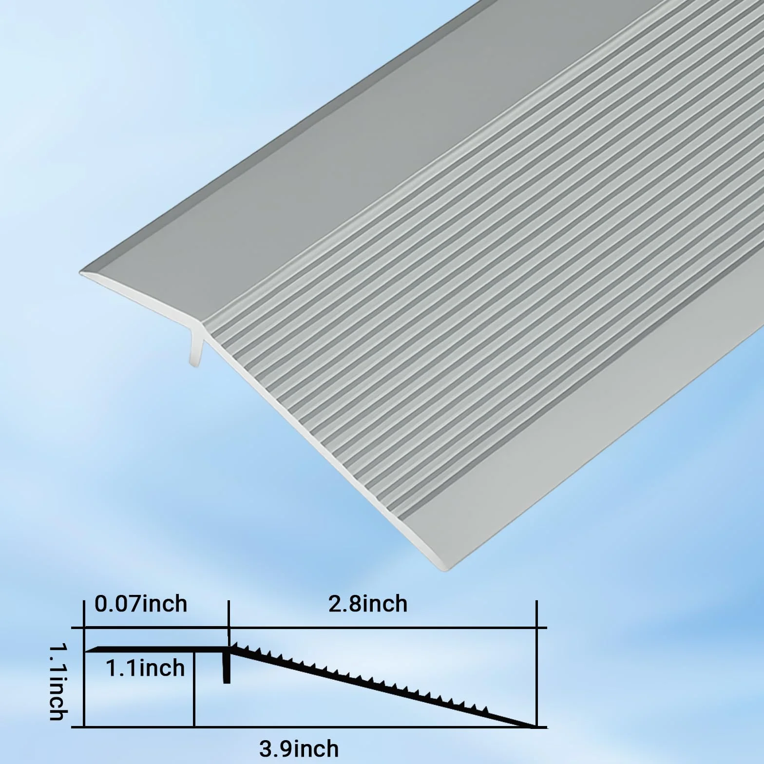 aluminiowe listwy przejściowe podłogowe, 0,9m x 10cm Samoprzylepne profilowane listwy przejściowe z regulacją wysokości 8-40 mm, listwy przejściowe podłogowe do laminatu, płytek, drewna