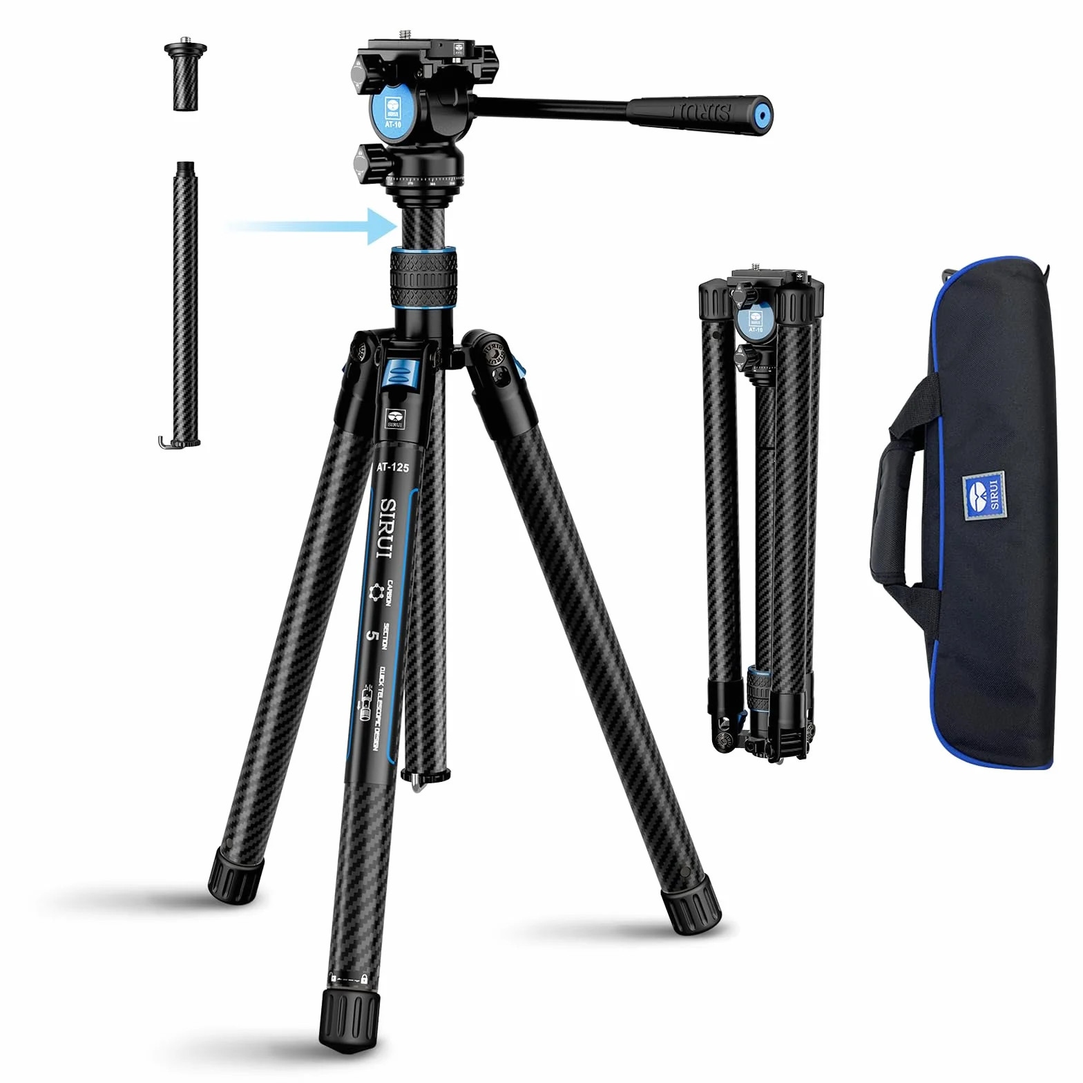 SIRUI Traveler X lekki statyw z włókna węglowego 152 cm, obciążenie 5 kg, głowica panoramiczna AT-10