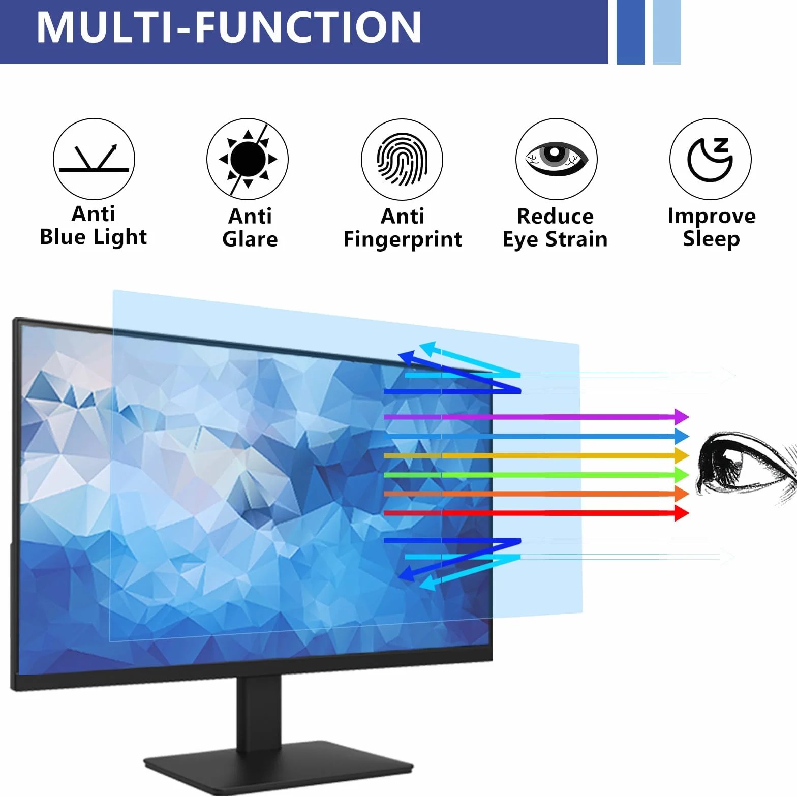 Osłona ekranu blokująca niebieskie światło 61 cm antyodblaskowa filtr do monitora 71.1
