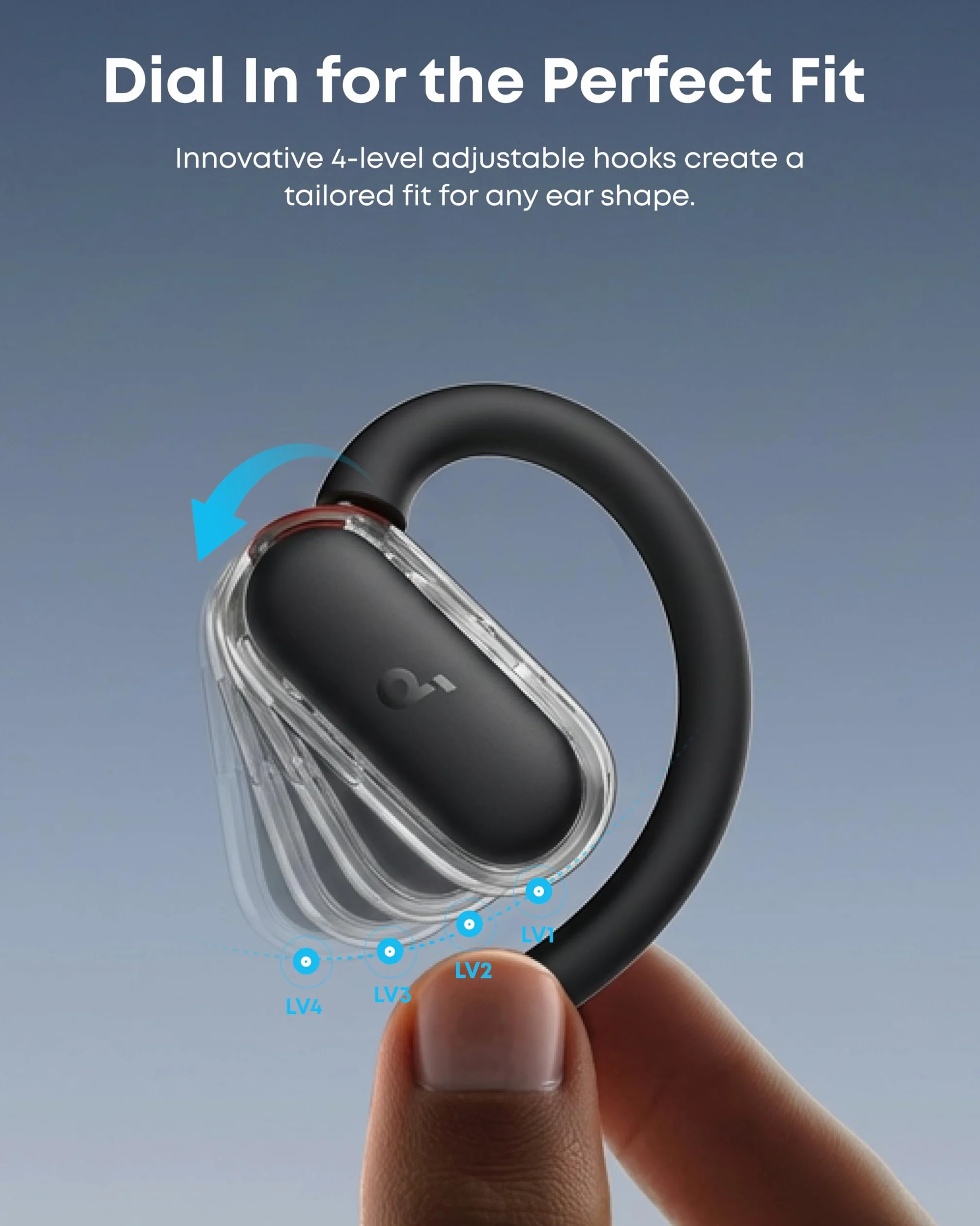 Soundcore V40i firmy anker, słuchawki open-ear, krystalicznie czysta konstrukcja, bogatszy bas, IP55, 21H odtwarzania, wyraźne połączenia AI, Bluetooth 5.4, sterowanie aplikacją (czarny)