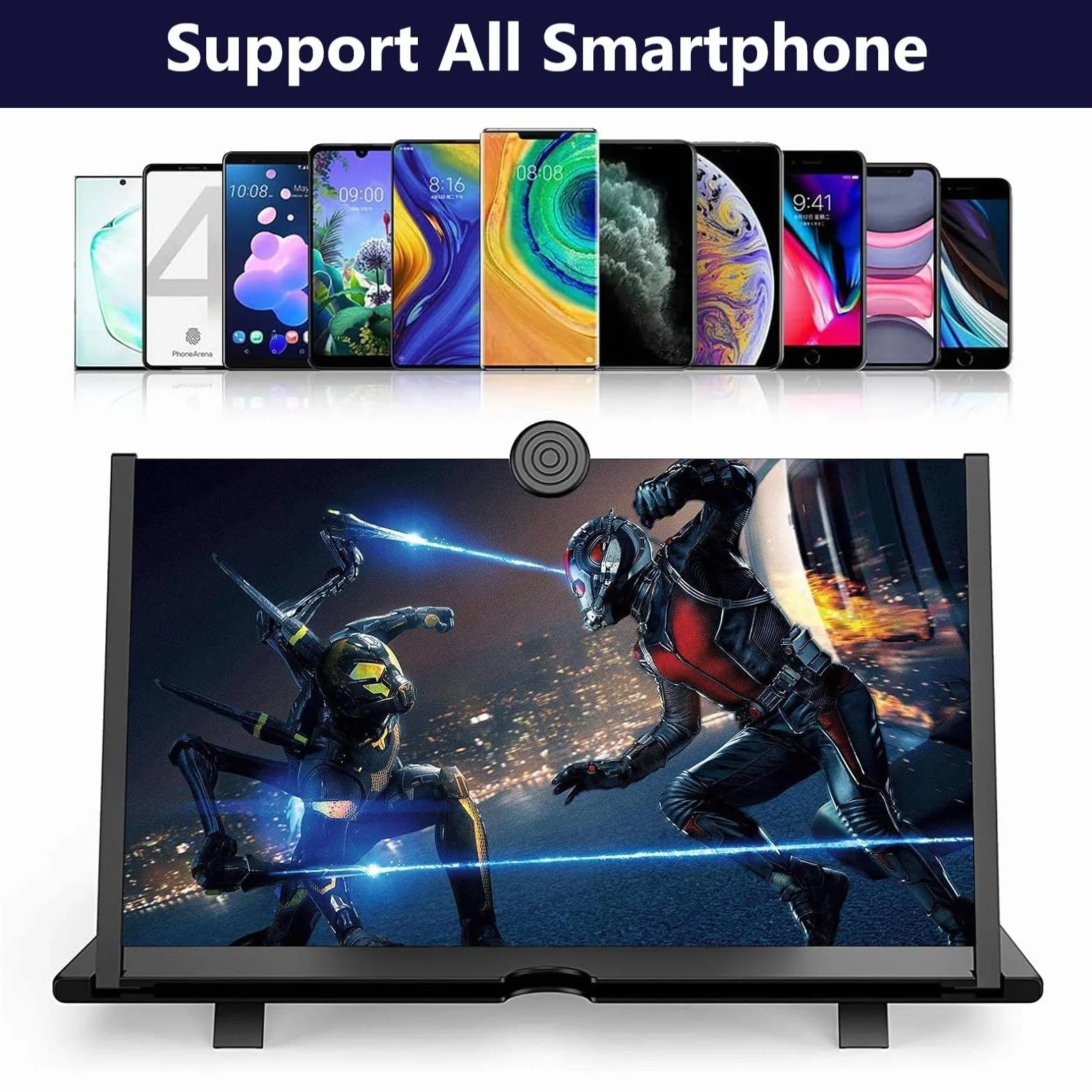 Lupa powiększająca do telefonu 14 cali 3D HD składana czarna