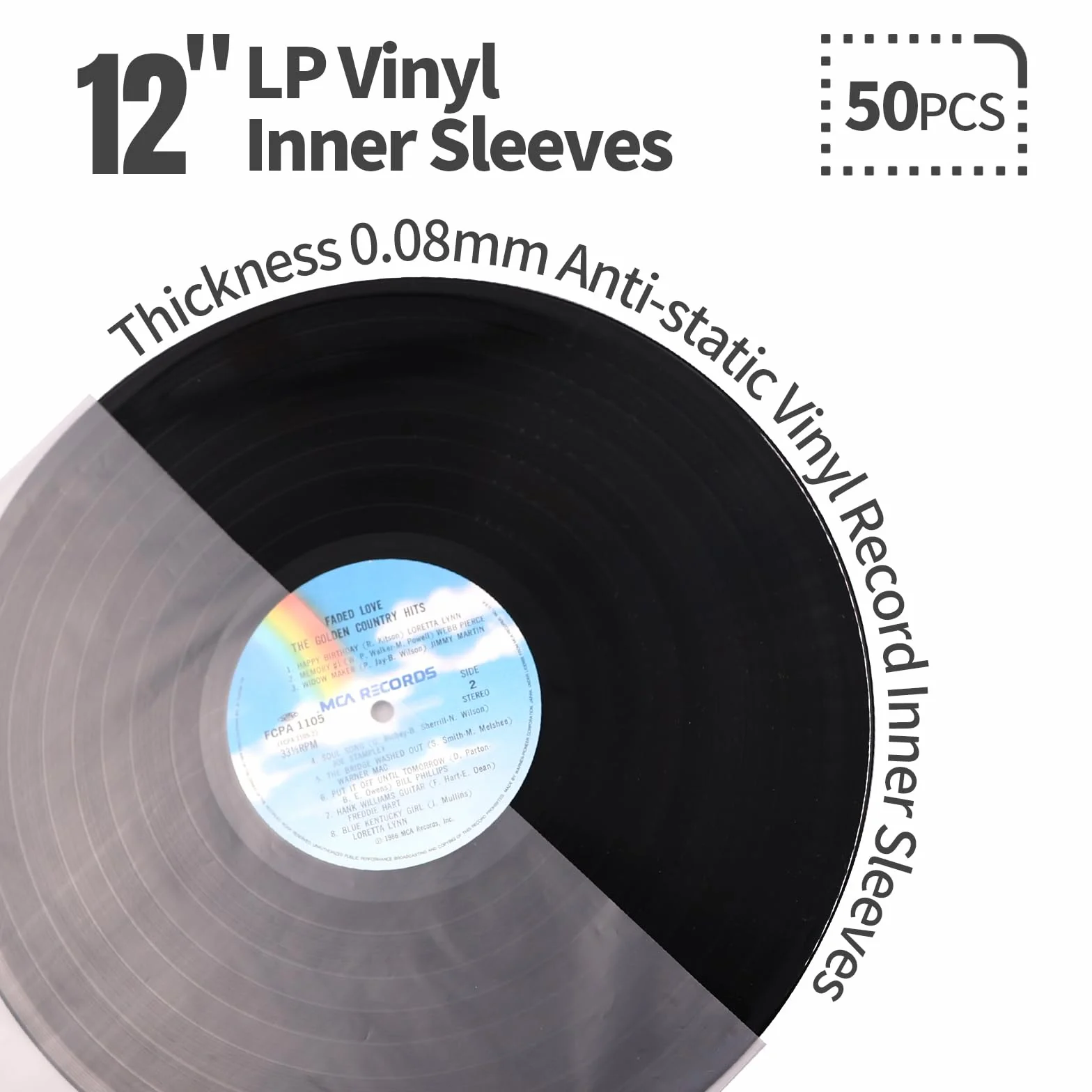 LP winylowe rękawy wewnętrzne antystatyczne 30 cm 50 szt.