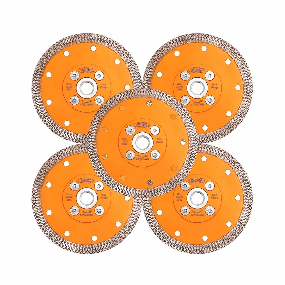 BGTEC Diamentowe brzeszczoty do porcelany, 5 szt. 115 mm x siatkowe turbo ostrza do płytek z trzpieniem M14 do tarcz do płytek porcelanowych, granitowych marmurów