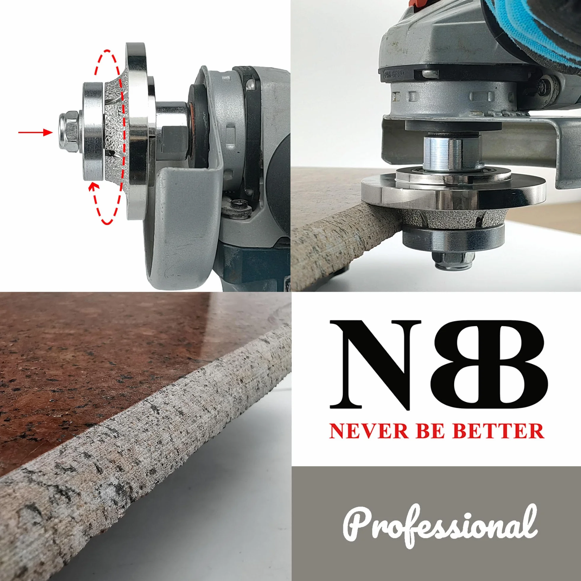 NBB Diamentowe koło profilowe frez diamentowy z żelazną pokrywą Wiertło do profilowania Porcelana Płytka Ceramiczna granit Marmur Kamień do szlifierki kątowej (Half-Bullnose B5)