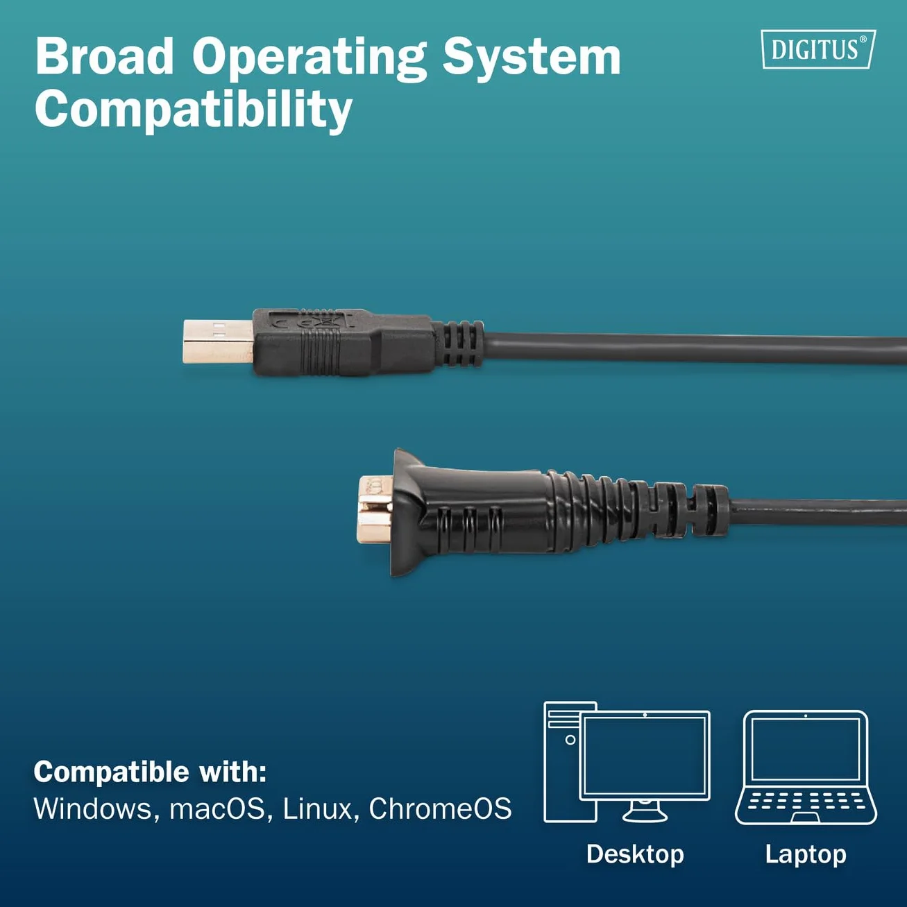 DIGITUS Kabel adapterowy USB 2.0 do RS232 DB9 1,8 m chipset FTDI czarny