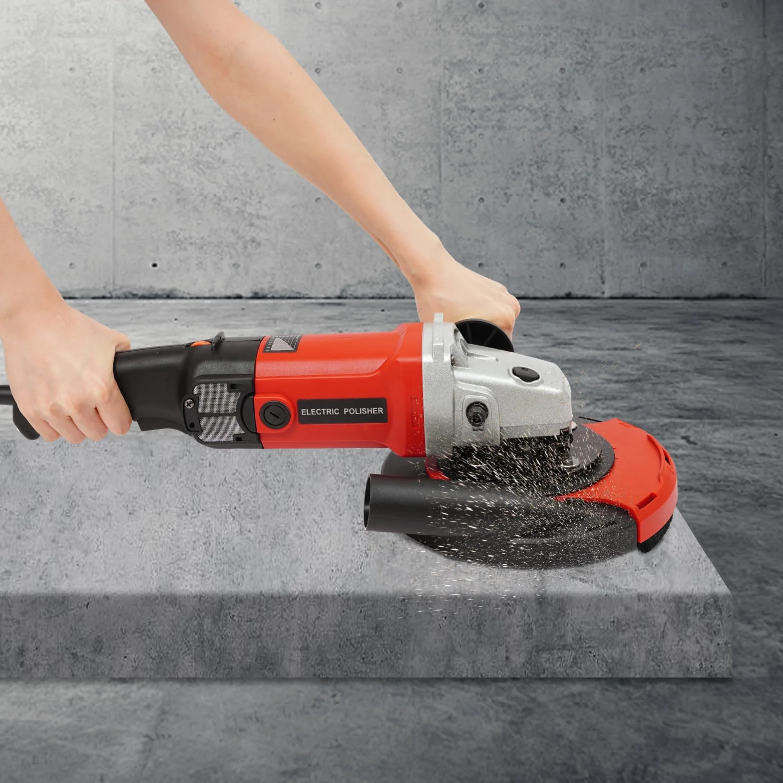 Szlifierka kątowa 1580 W 180 mm z 6-stopniową regulacją prędkości obrotowej | profesjonalna szlifierka i szlifierka tnąca do betonu, kamienia, metalu | w zestawie akcesoria i ochrona przed kurzem |