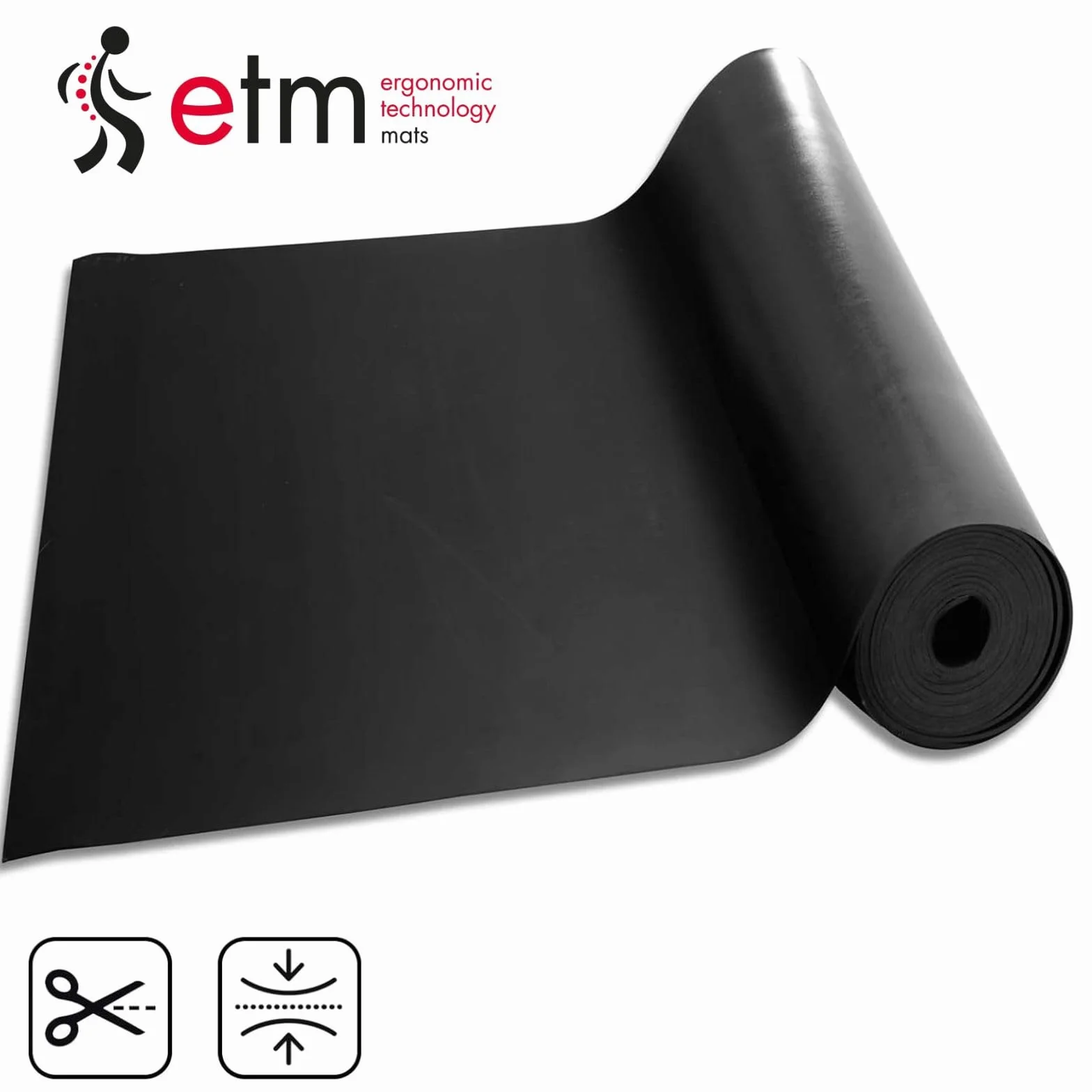 ETM SBR gumowa mata 120 x 150 cm, 10 mm, towar sprzedawany na metry, czarna, gładka, antypoślizgowa gumowa mata ochronna, gumowa wykładzina podłogowa