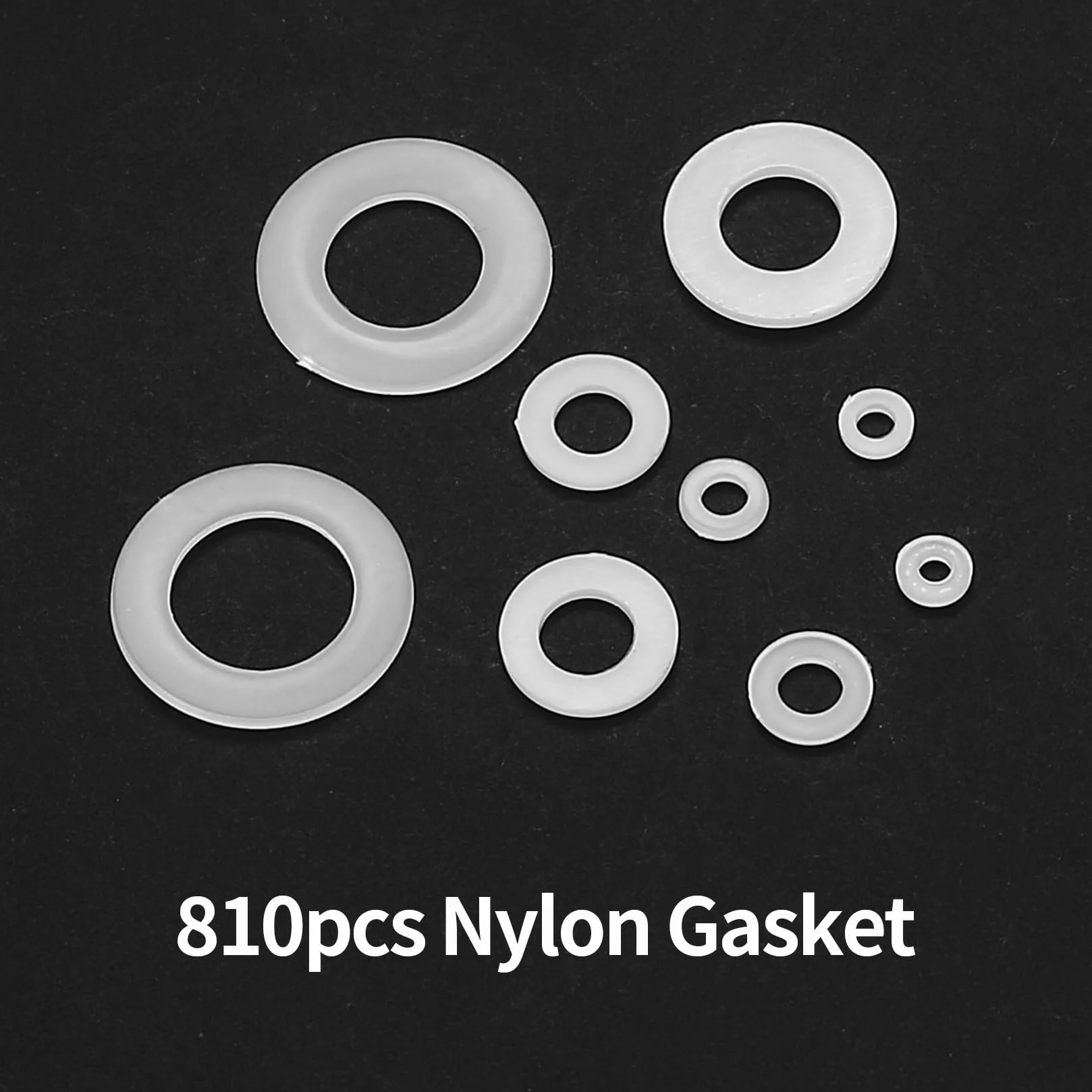 810 nylonowe podkładki z tworzywa sztucznego, białe, zestaw płaskich podkładek, nylonowe tuleje dystansowe, tarcze dystansowe do mechanicznych, M2/M2.5/M3/M4/M5/M6/M8/M10/M12 (białe)