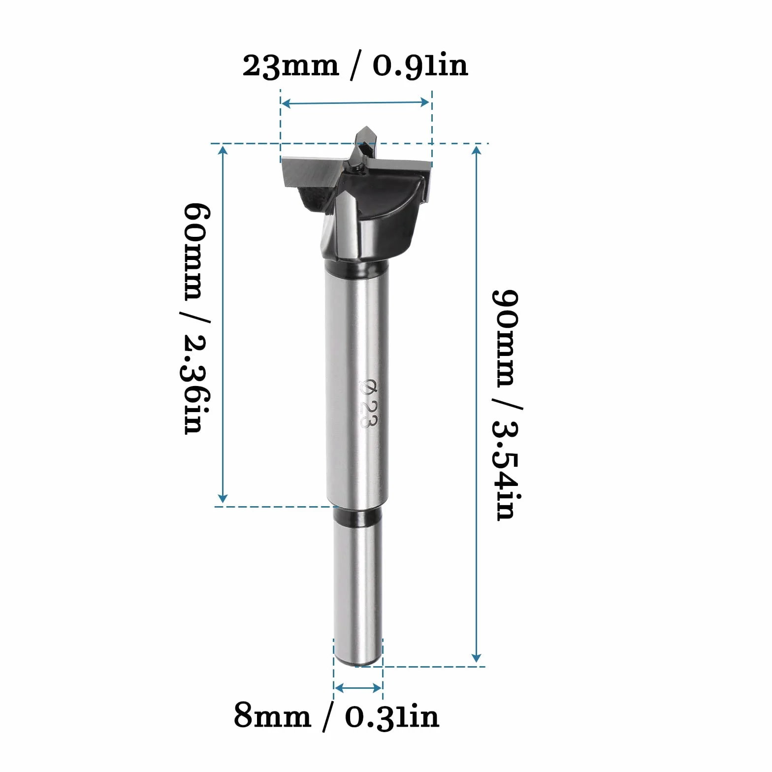 QUARKZMAN 23mm Forstner Wiertła Wiertła x 1 Sztuka Wolframu Węglika Drewna Otwór Wiertła Otwieracz do Mebli Plastikowe Drzwi Zawias, [Czarny]