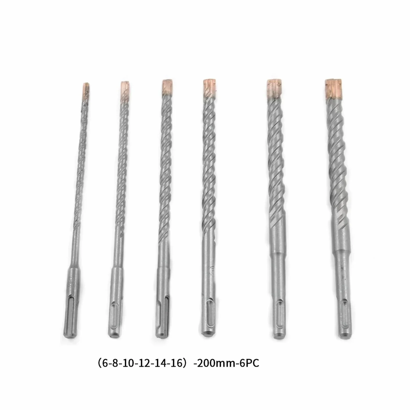 Zestaw wierteł udarowych SDS Plus z 4 ostrzami, długość 160 mm i 200 mm, do bloczków betonowych, bloczków kamiennych, granitu(6-16mm-200mm)