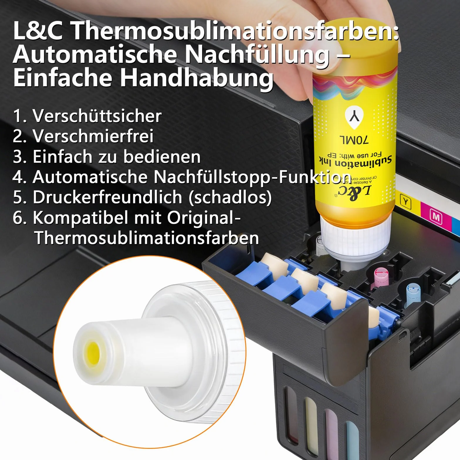 Atrament sublimacyjny kompatybilny z Epson ET-1810 ET-2820 ET-2810 ET-2861 ET-2862 ET-2870 ET-15000 ET-2850 ET-2856 ET-2811 ET-2876 wierny kolor