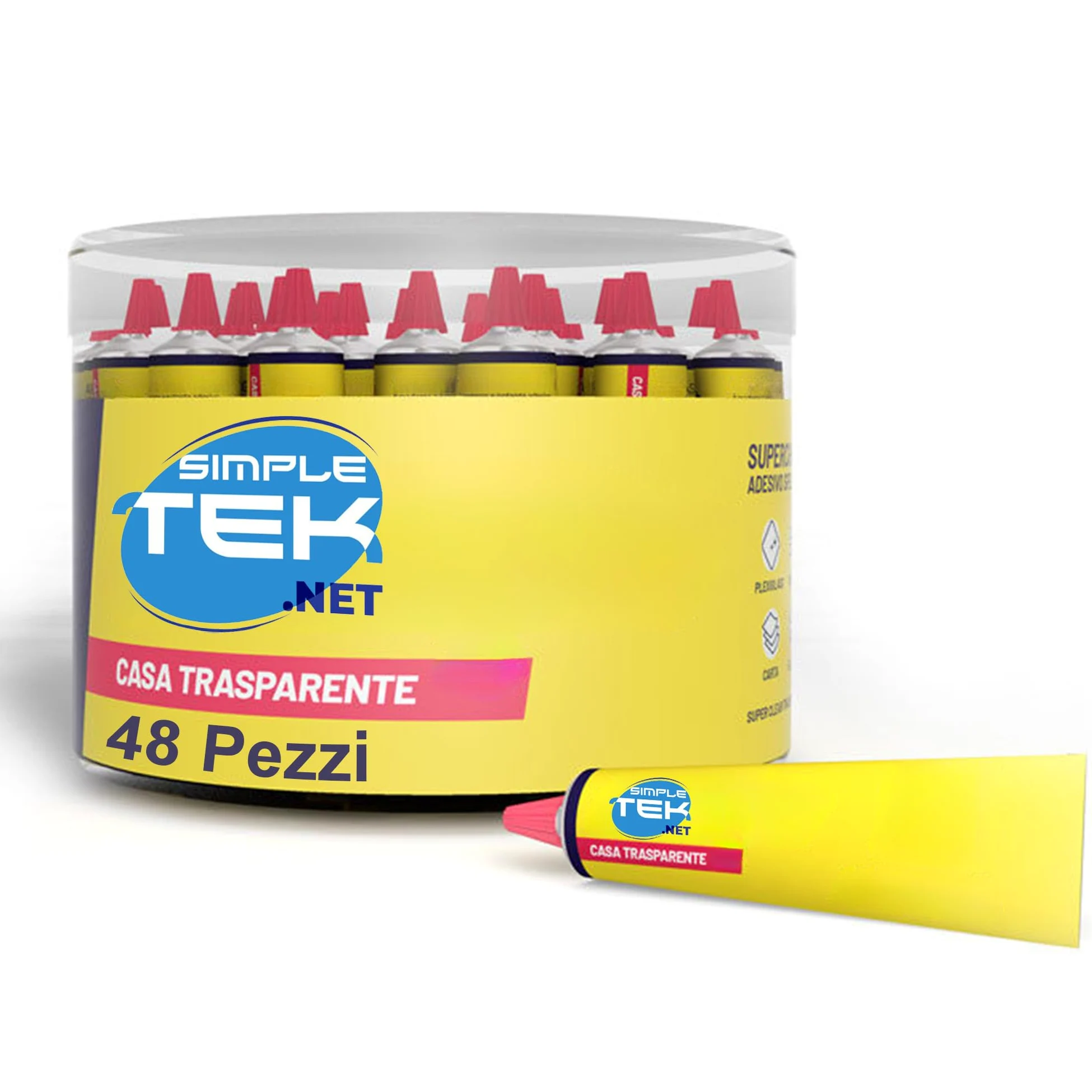 SIMPLETEK 48 sztuk uniwersalnego kleju, przezroczysty, 25 ml, elastyczny klej neoprenowy do profesjonalnej naprawy i majsterkowania