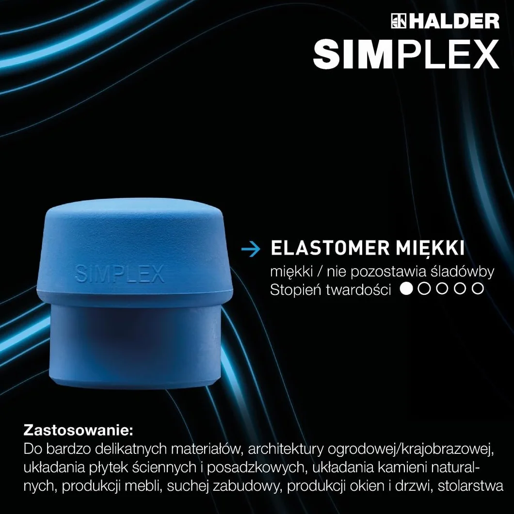 Halder 3717060 "Simplex" TPE-Soft/Superplastic Soft-Face Mallet ze wzmocnioną obudową ze staliwa, wielokolorowy, 60 mm