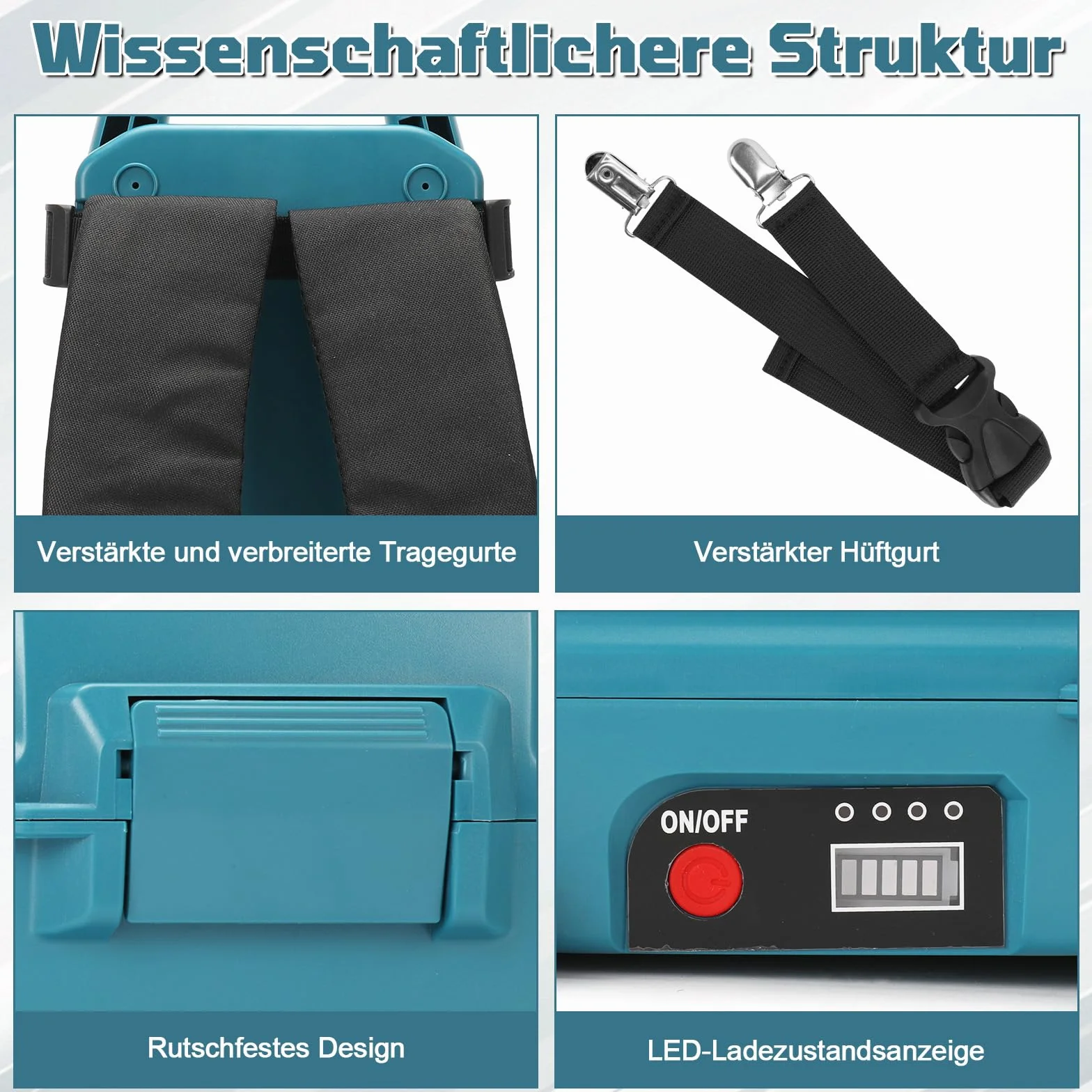 Przenośne źródło zasilania do Makita 18 V-21 V, 4-krotna stacja akumulatorowa, z kablem przedłużającym 1,2 m z wtyczką, energia zewnętrzna do elektronarzędzi Makita (bez akumulatora)