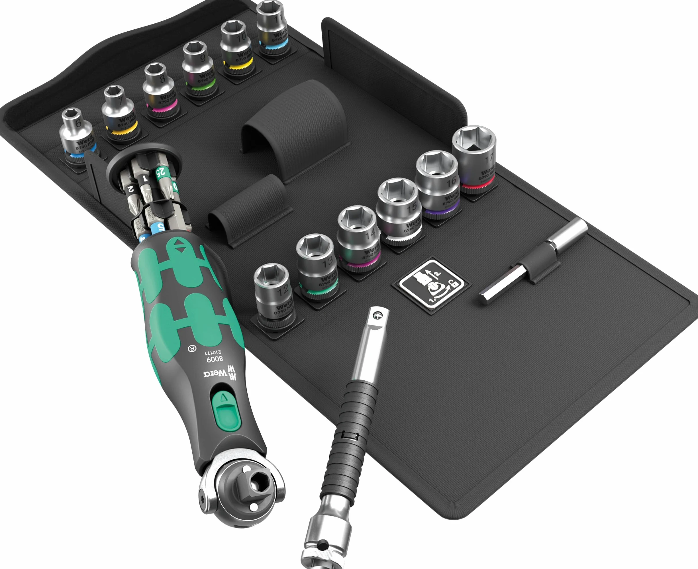 Wera 05004284001 8009 Zyklop Pocket Set 3, zestaw z grzechotką, 27-częściowy