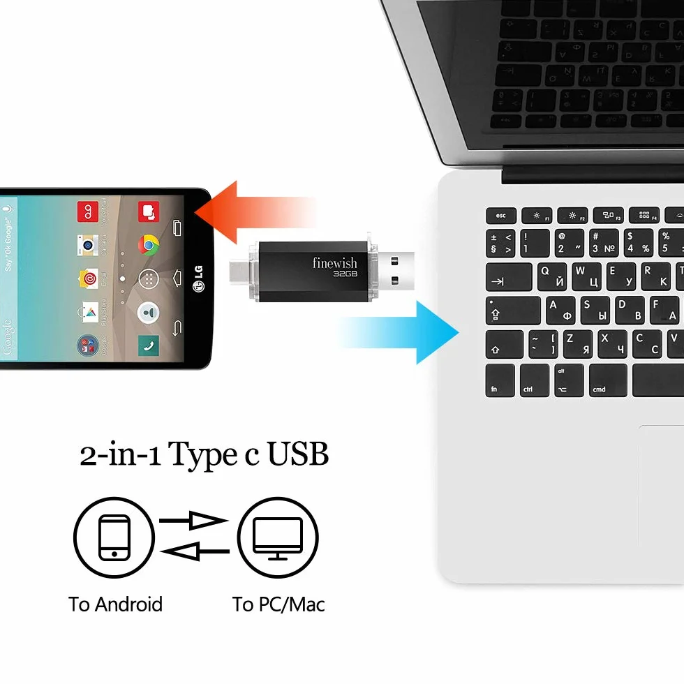 HAODIUSB88 USB Typu C 32 GB 2 w 1 OTG Pamięć Przenośna Czarny