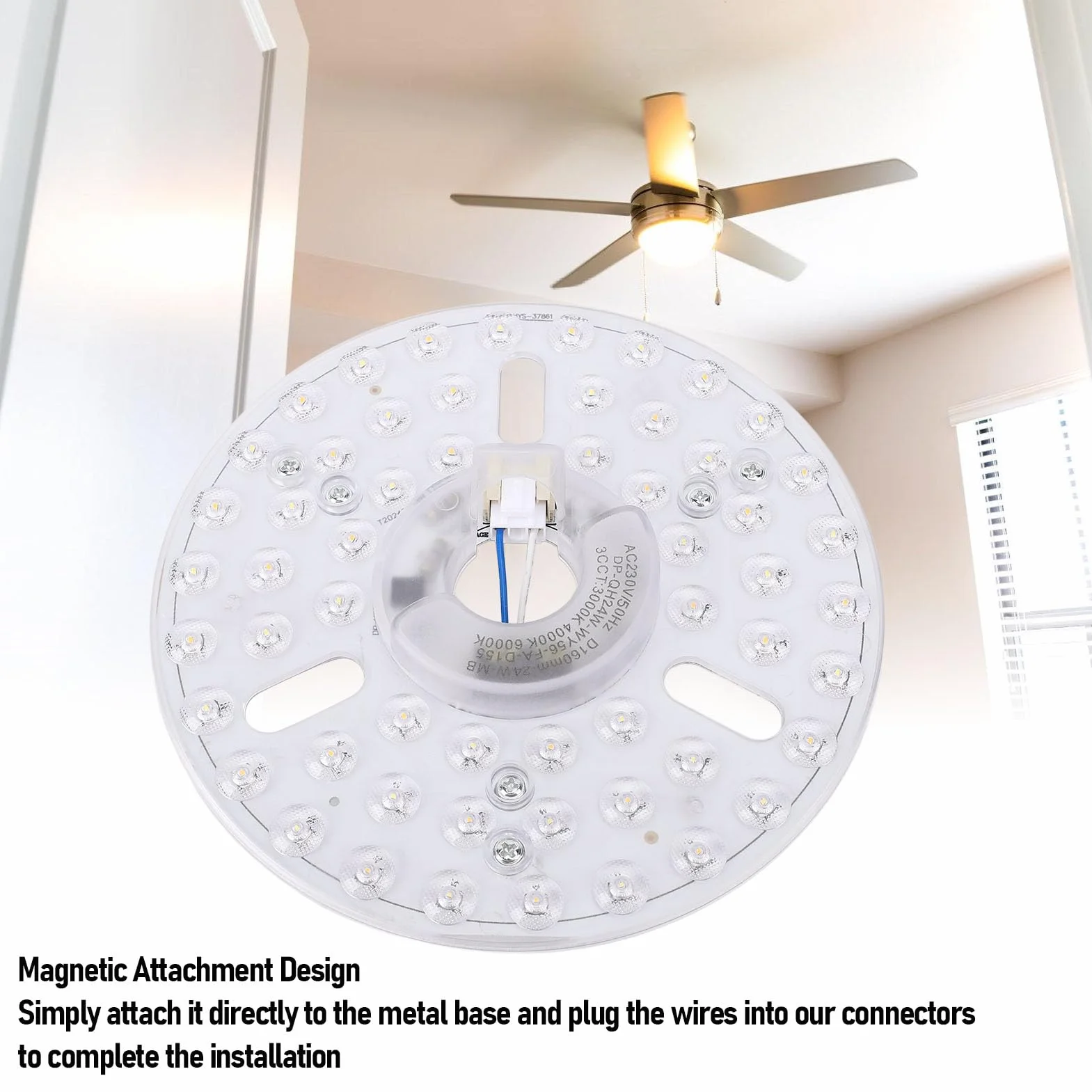 6,3in Zestaw LED Wentylatora LED Magnetyczny 24 W Dimmabable 3CCT 3000K 4000K 6000K Wentylatory Wentylatorów (230V)