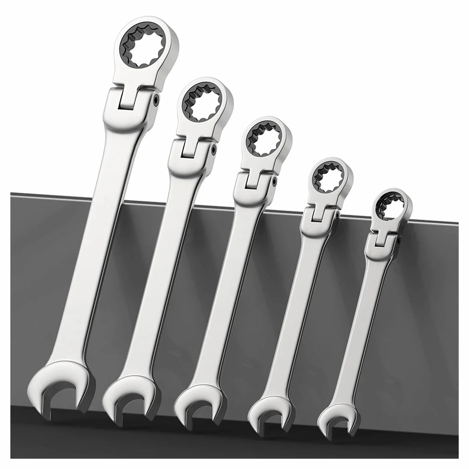 Zestaw Kluczy Płasko-oczkowych Z Grzechotką 6-23 Mm, Metryczny, Główka Elastyczna, Klucz Grzechotkowy, Stal Chromowo-wanadowa Wydajne I Praktyczne(8pcs)