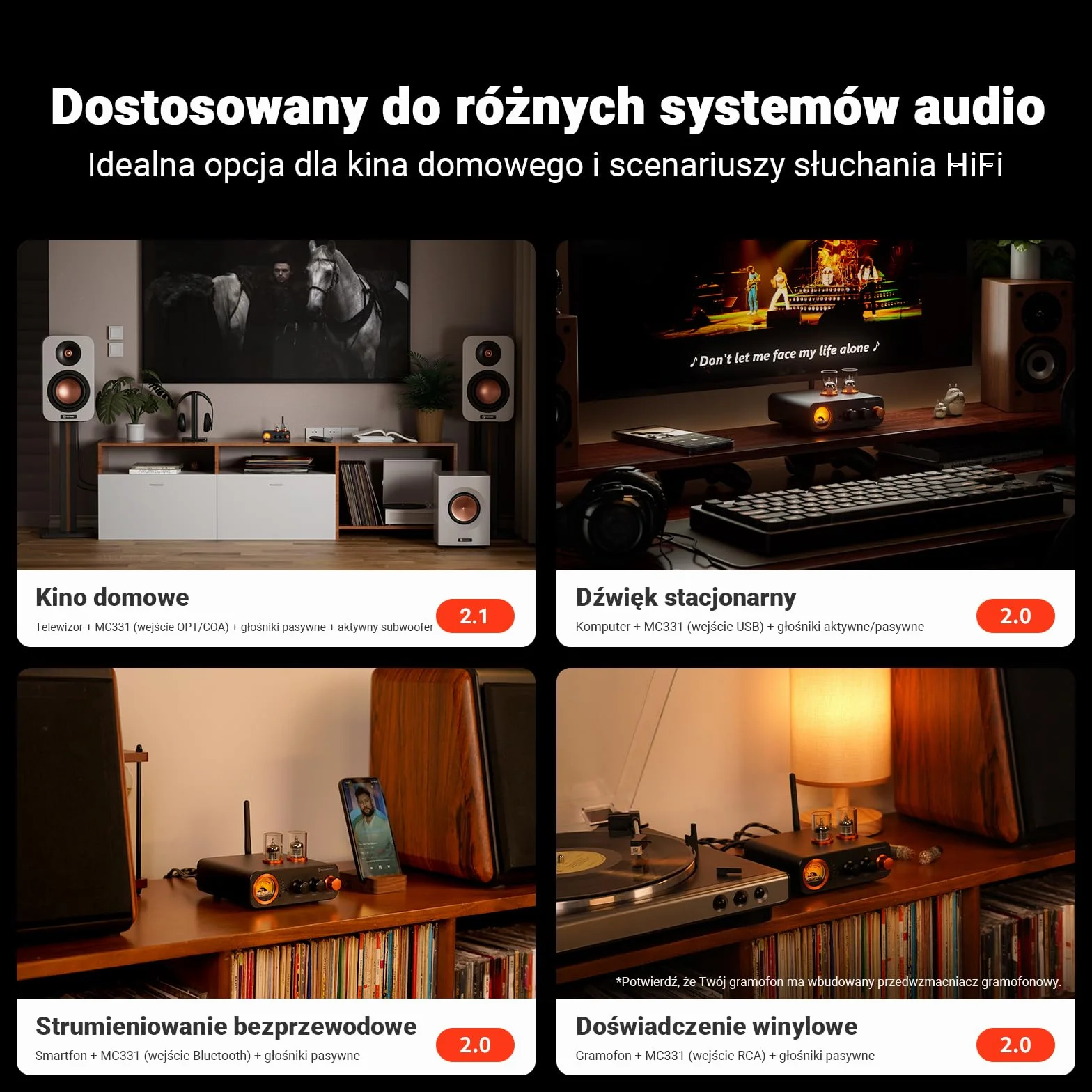 Fosi Audio MC331 Zintegrowany Wzmacniacz lampowy z DAC, 2-kanałowy wzmacniacz mocy do głośników półkowych HiFi/słuchawek 3,5 mm, przedwzmacniacz z miernikiem VU w stylu vintage z Bluetooth