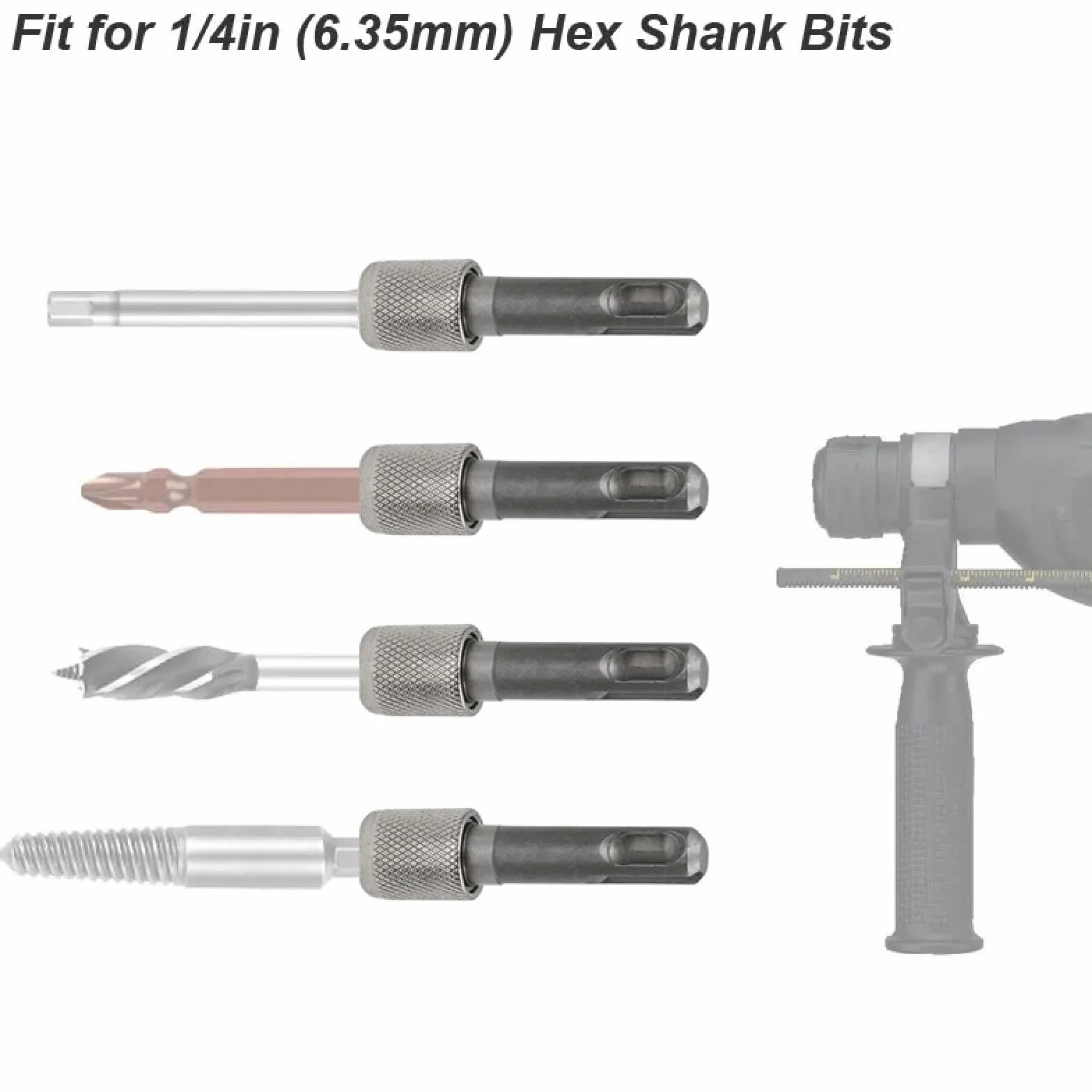 Konwerter na 1/4 Hex Shank Adapter Hexagonal Converter Elektryczny Młot Mocny Wkrętak Uchwyt Bitów Gniazdo Udarowy Klucz (Adapter SDS Hex 2szt)