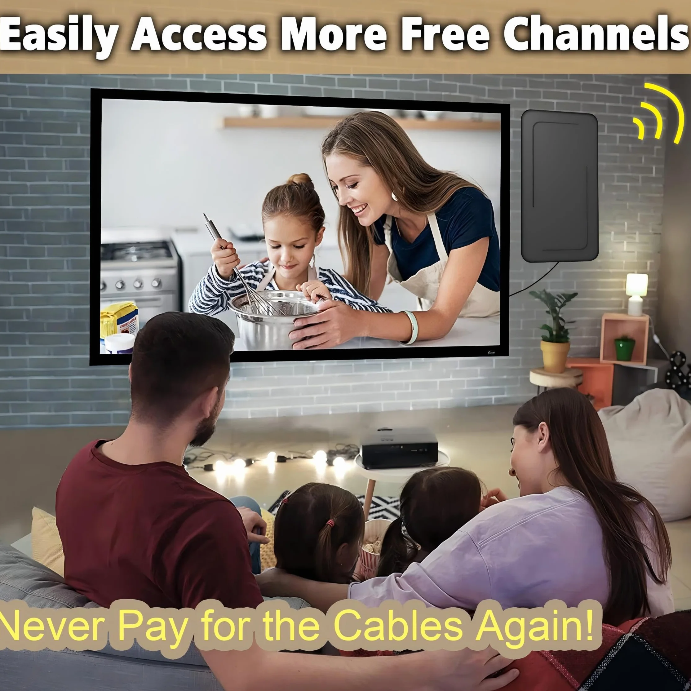 Antena telewizyjna Rewave, DVB-T2, antena Freeview, cyfrowa antena telewizyjna, wewnętrzna z silnym sygnałem, zasięg 2000 mil, Smart TV, antena wewnętrzna, obsługa VHF/UHF/DAB/4K/1080P