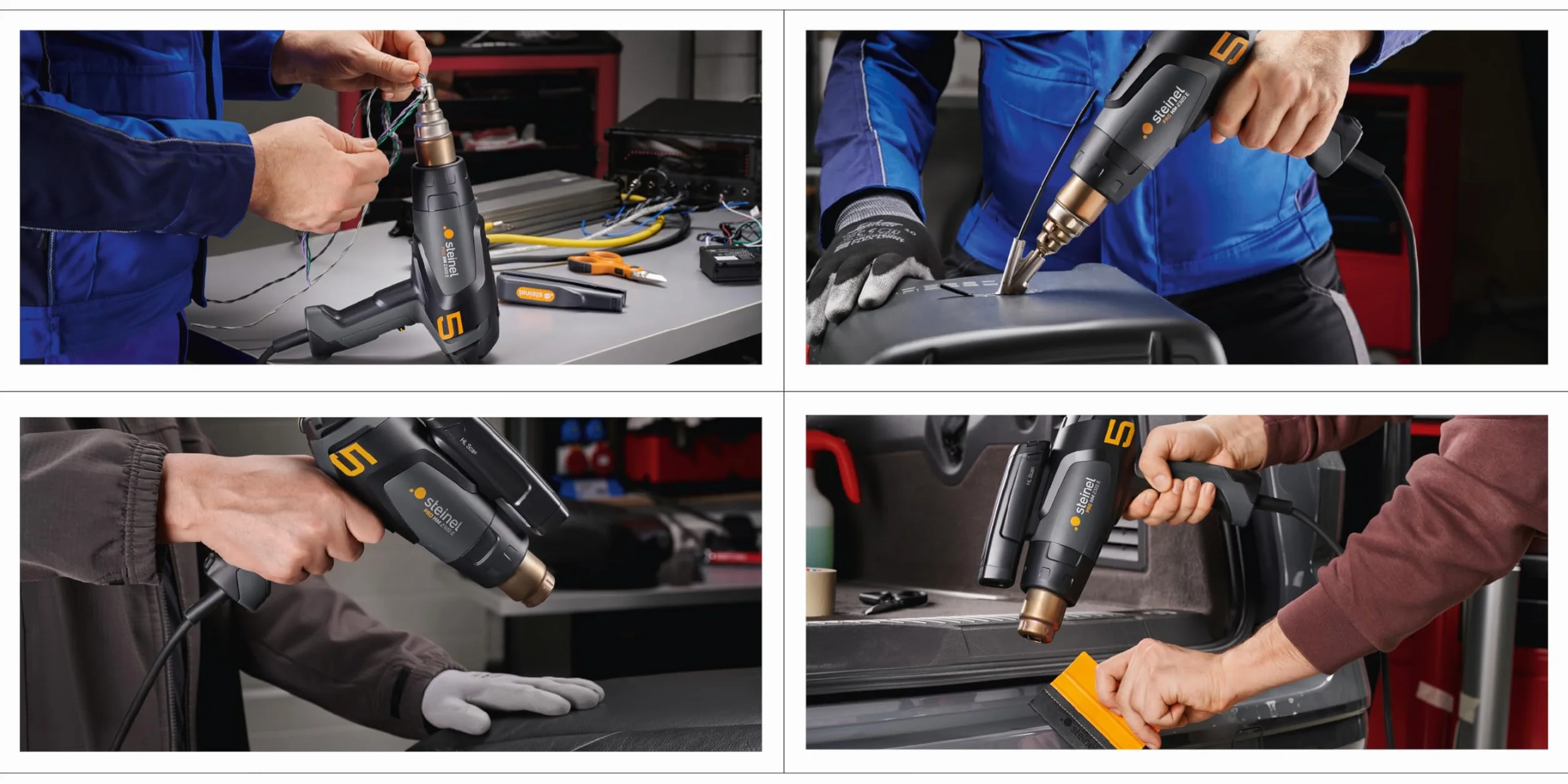 Steinel Pistolet grzewczy HM 2320 E, tryb ECO, pistolet na gorące powietrze 2300 W, 80°-650°C, wyświetlacz LCD, grzałka ceramiczna