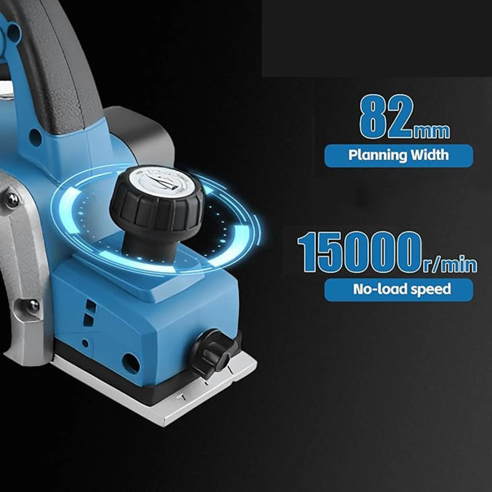 Przenośna strugarka elektryczna 650 W, bezprzewodowa, 15000 obr./min, głębokość 0-5 mm, szerokość 82 mm, idealna do obróbki drewna, projektów DIY, produkcji mebli (2 batteries)