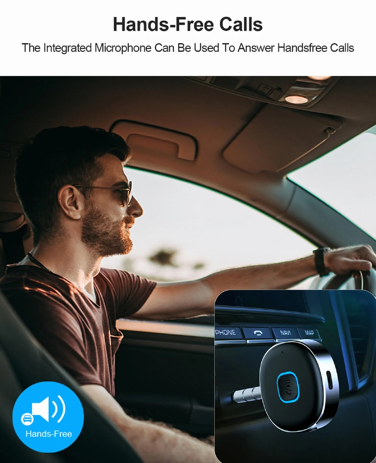 HORJOR AUX Bluetooth adapter samochodowy 5.0 bezprzewodowy głośnomówiący podwójne połączenie 16h